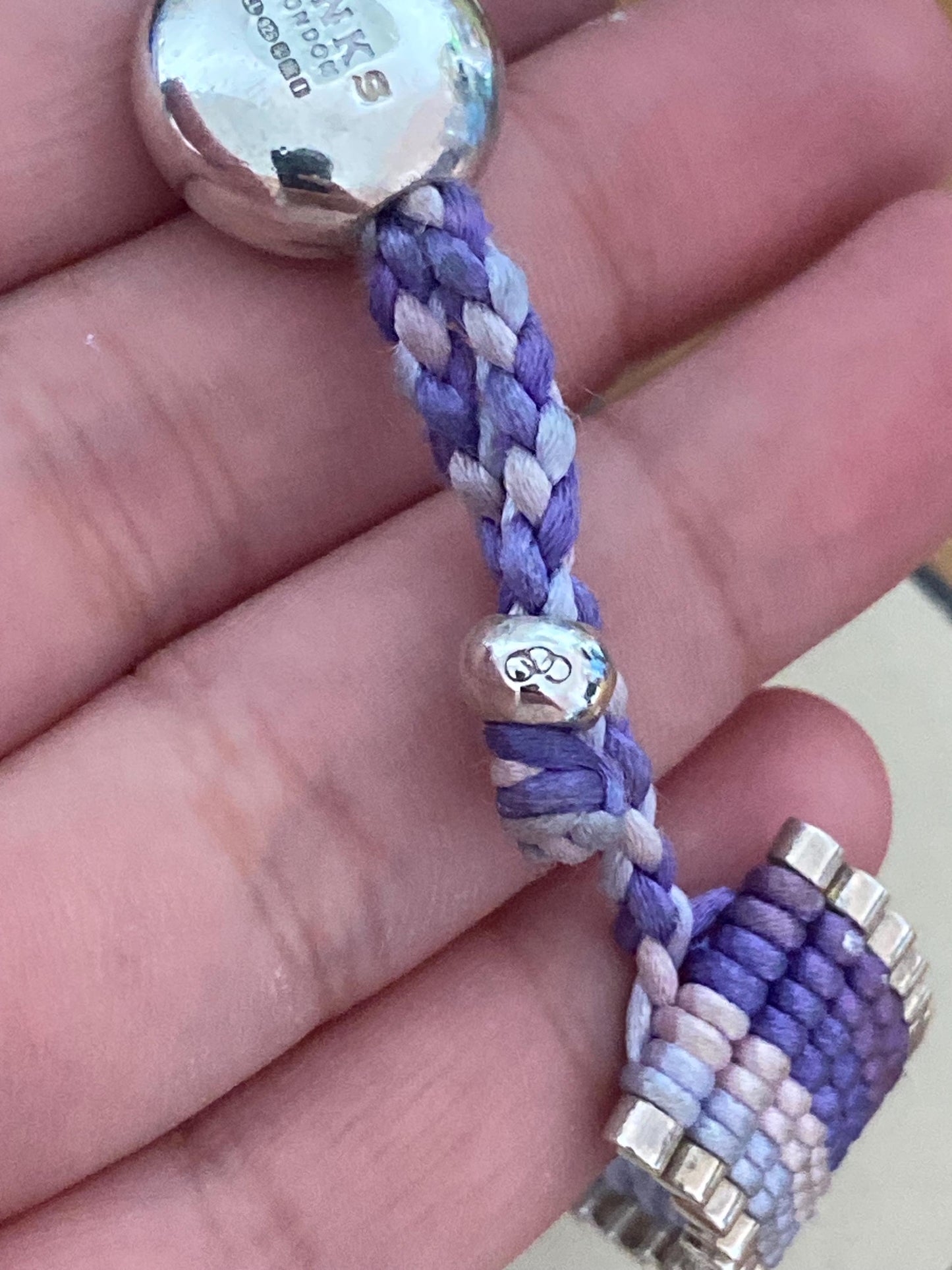 Rare Links of London Friendship Bracelet, purple gradients, Sterling Silver, Assay Hallmarked, with box