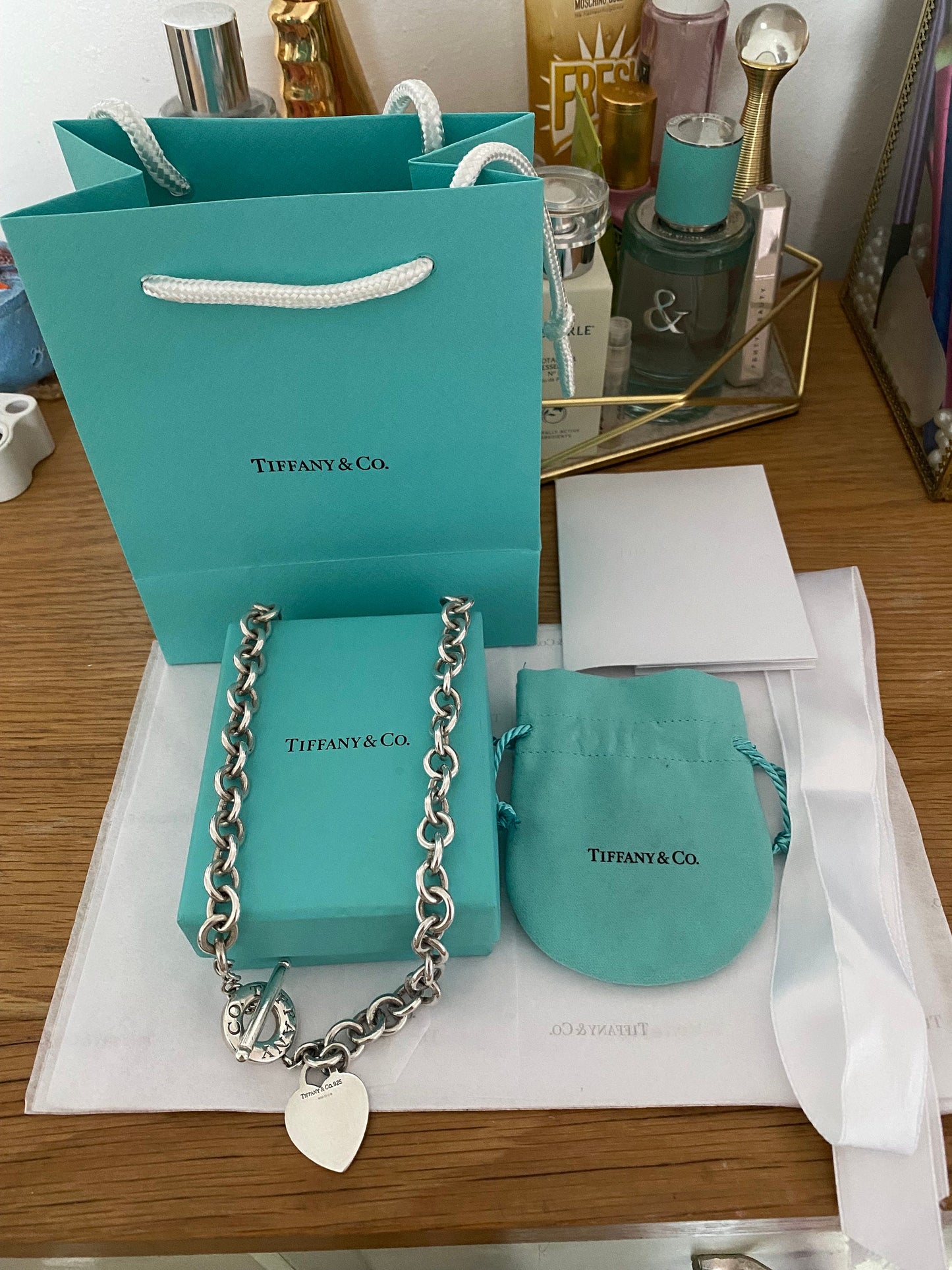 Tiffany and co Chunky sterling silver heart toggle necklace