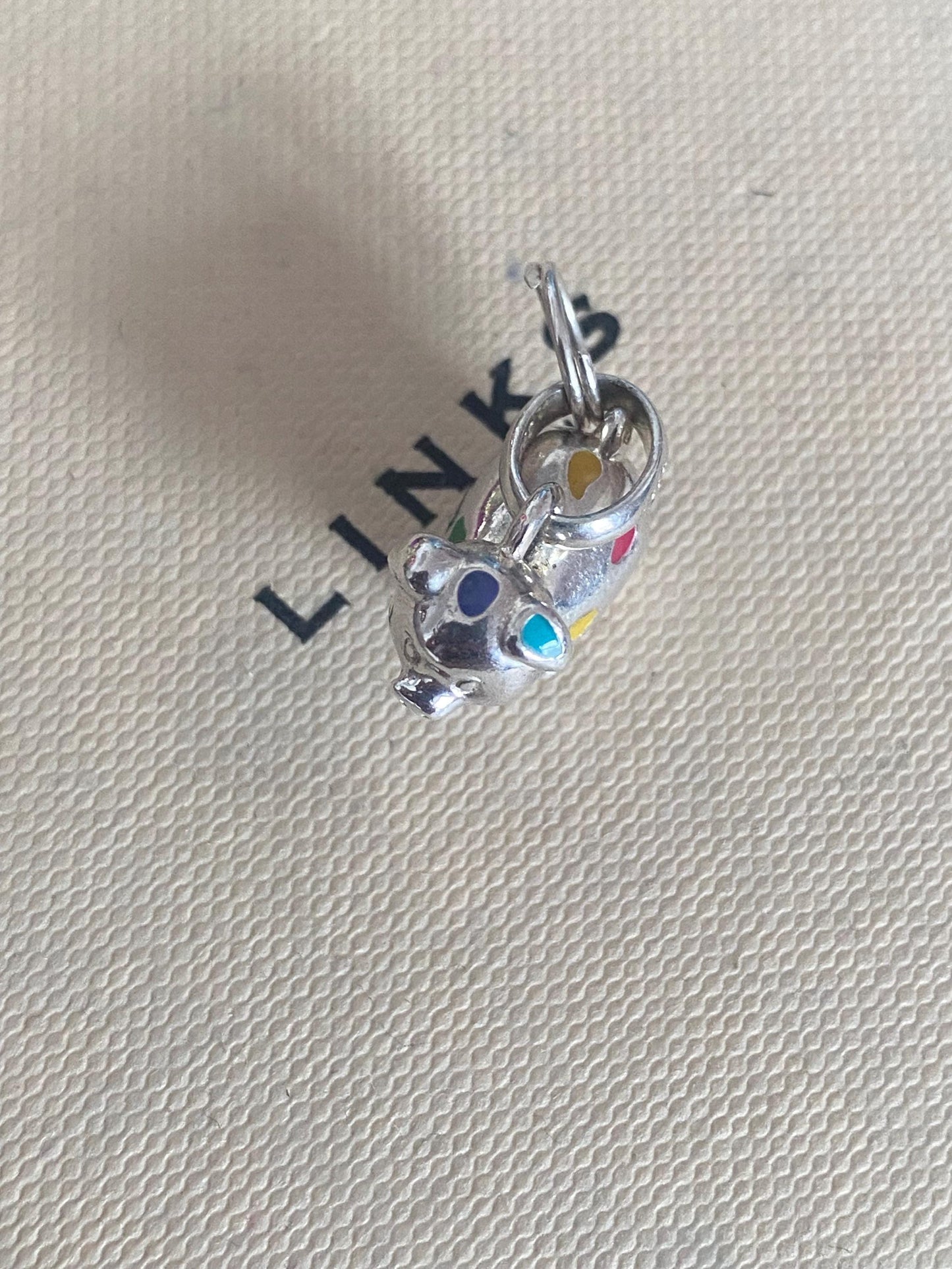 Links of london Pig Chinese Zodiac Charm, Sterling Silver and Enamel Spots, genuine