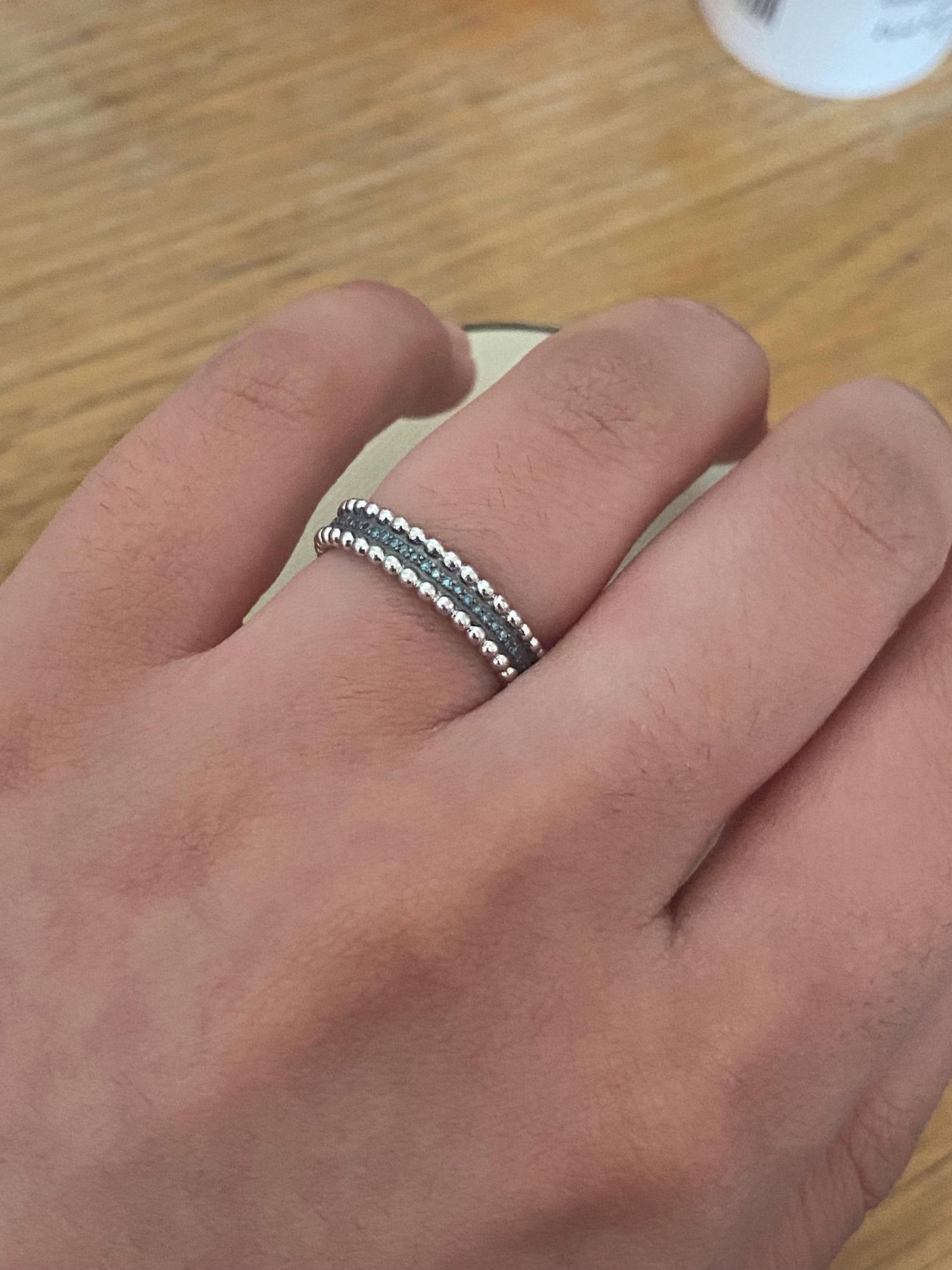 Rare Links Of London Effervescence Blue Diamond Silver Diamond Bubble Ring size UK L, Immaculate condition