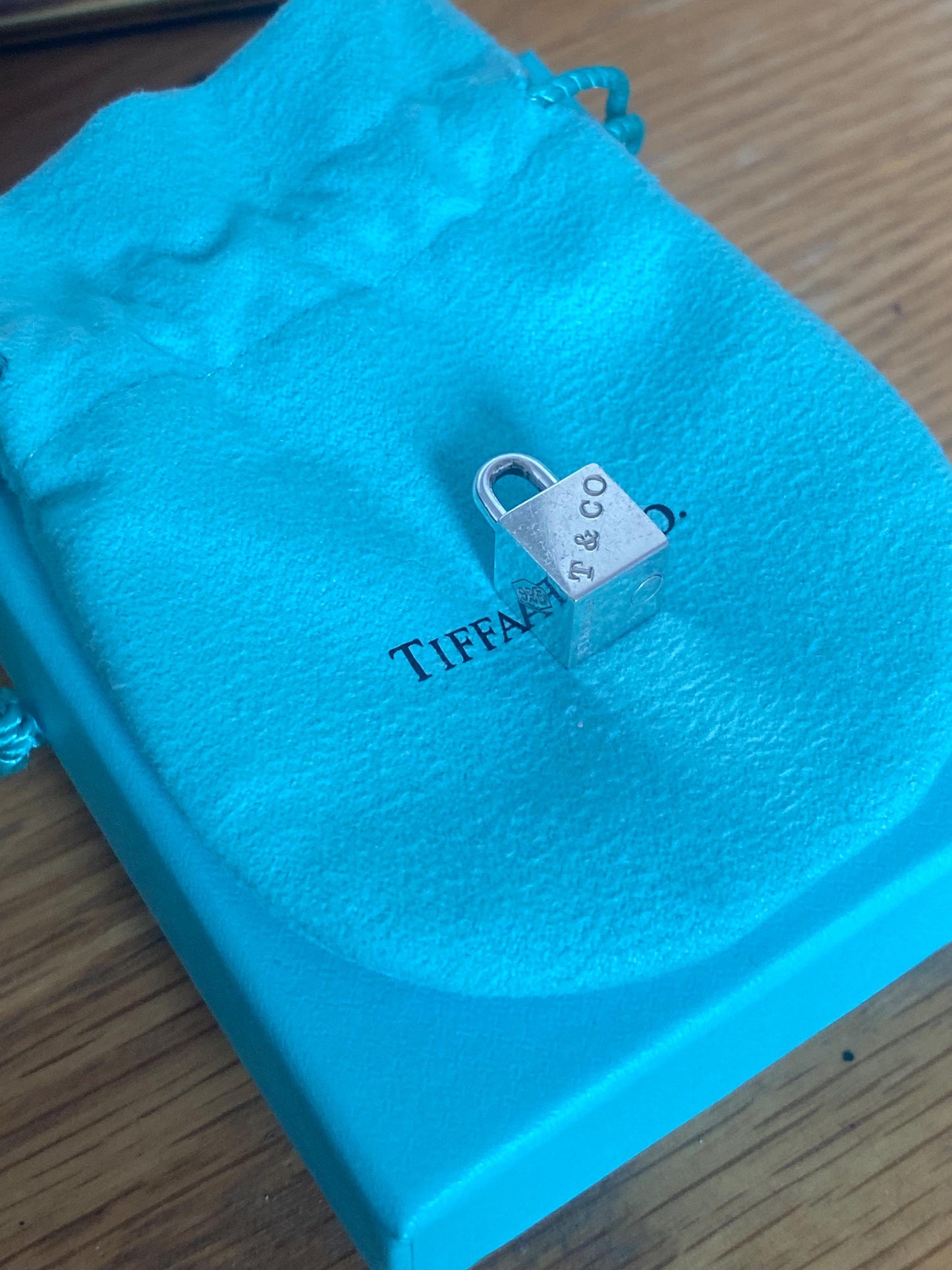 Very rare Tiffany & Co 1837 sterling silver cube padlock charm, Assay hallmarked, Genuine