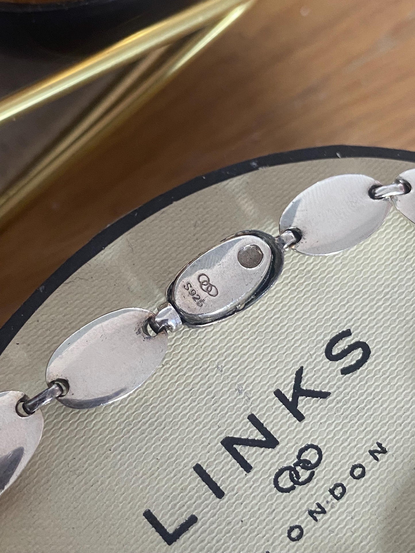 Rare Genuine LINKS OF LONDON Hallmarked Silver hope oval dome Bracelet, vintage with box