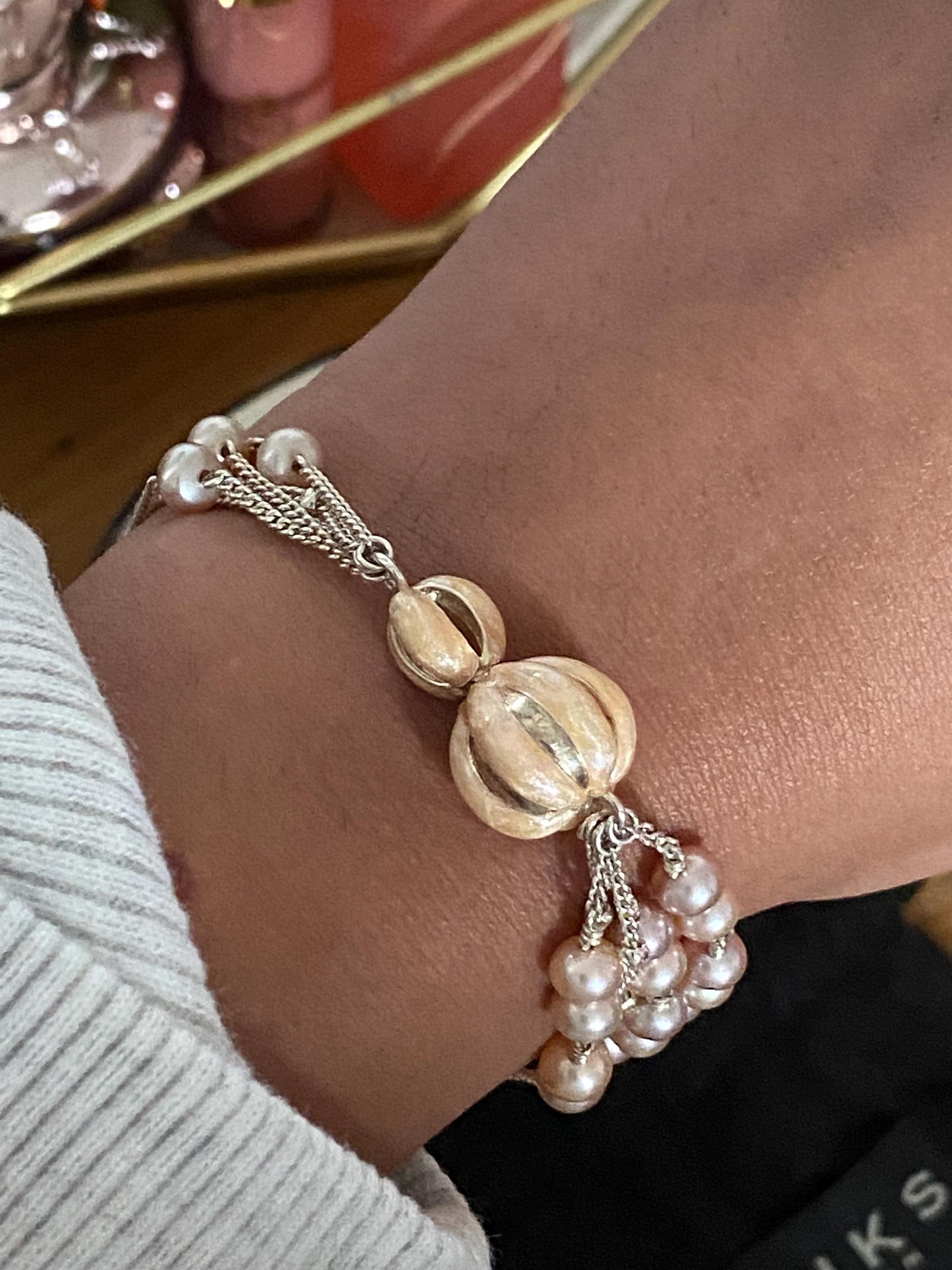 Very rare Links of London Night Time Garden pearl sterling silver bracelet with box