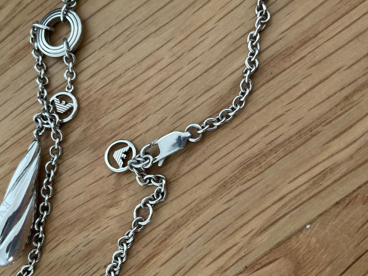 Emporio Armani sterling silver teardrop charm necklace
