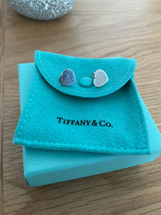 Tiffany and co small heart sterling silver stud earrings