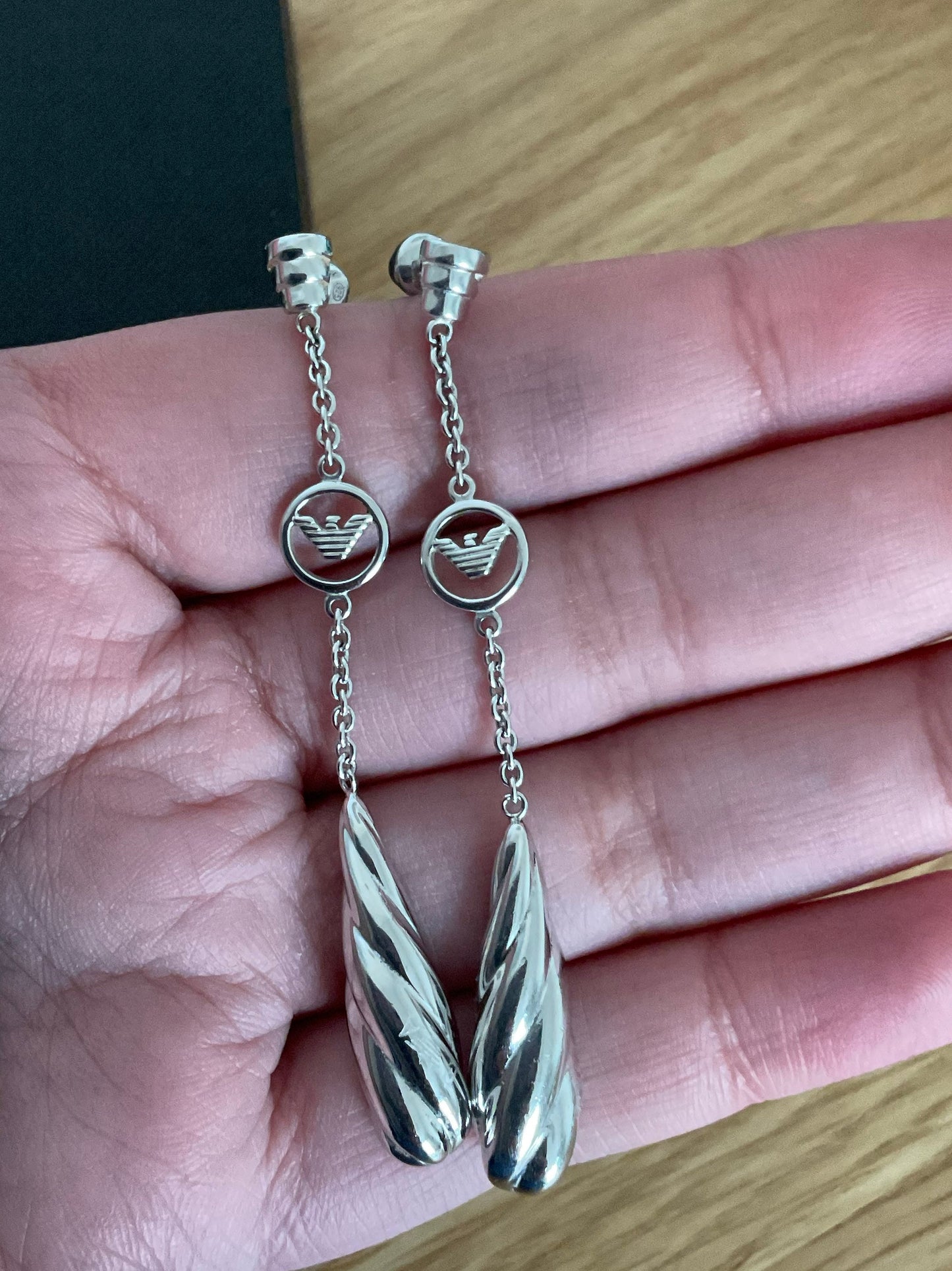 Stunning Emporio Armani sterling silver teardrop earrings