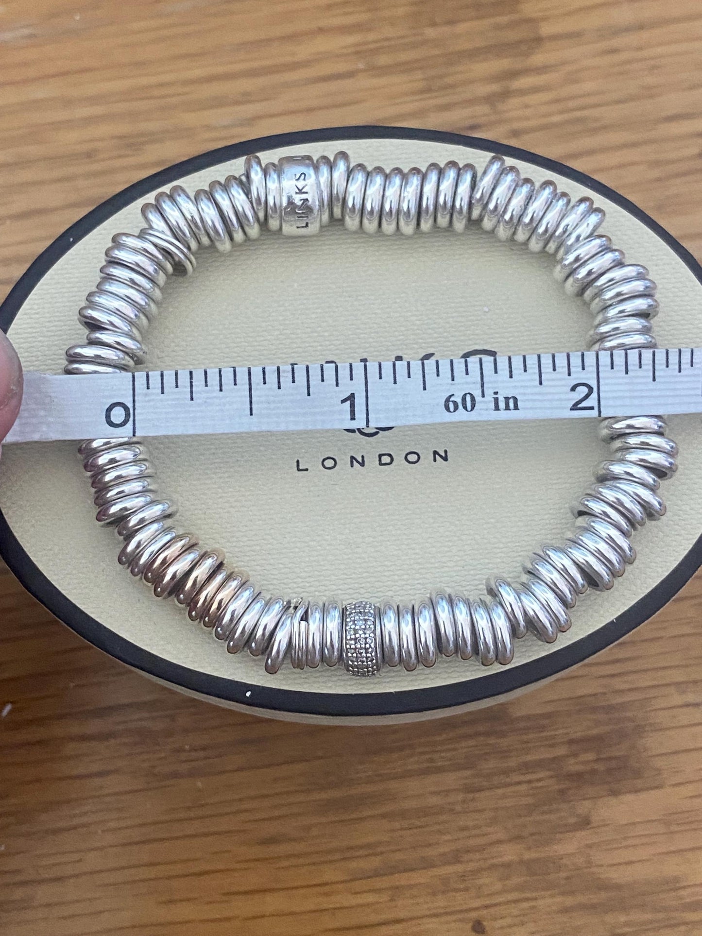 Extremely Rare Lovely Links of London vintage sweetie diamond pave bracelet, sterling silver, medium, boxed