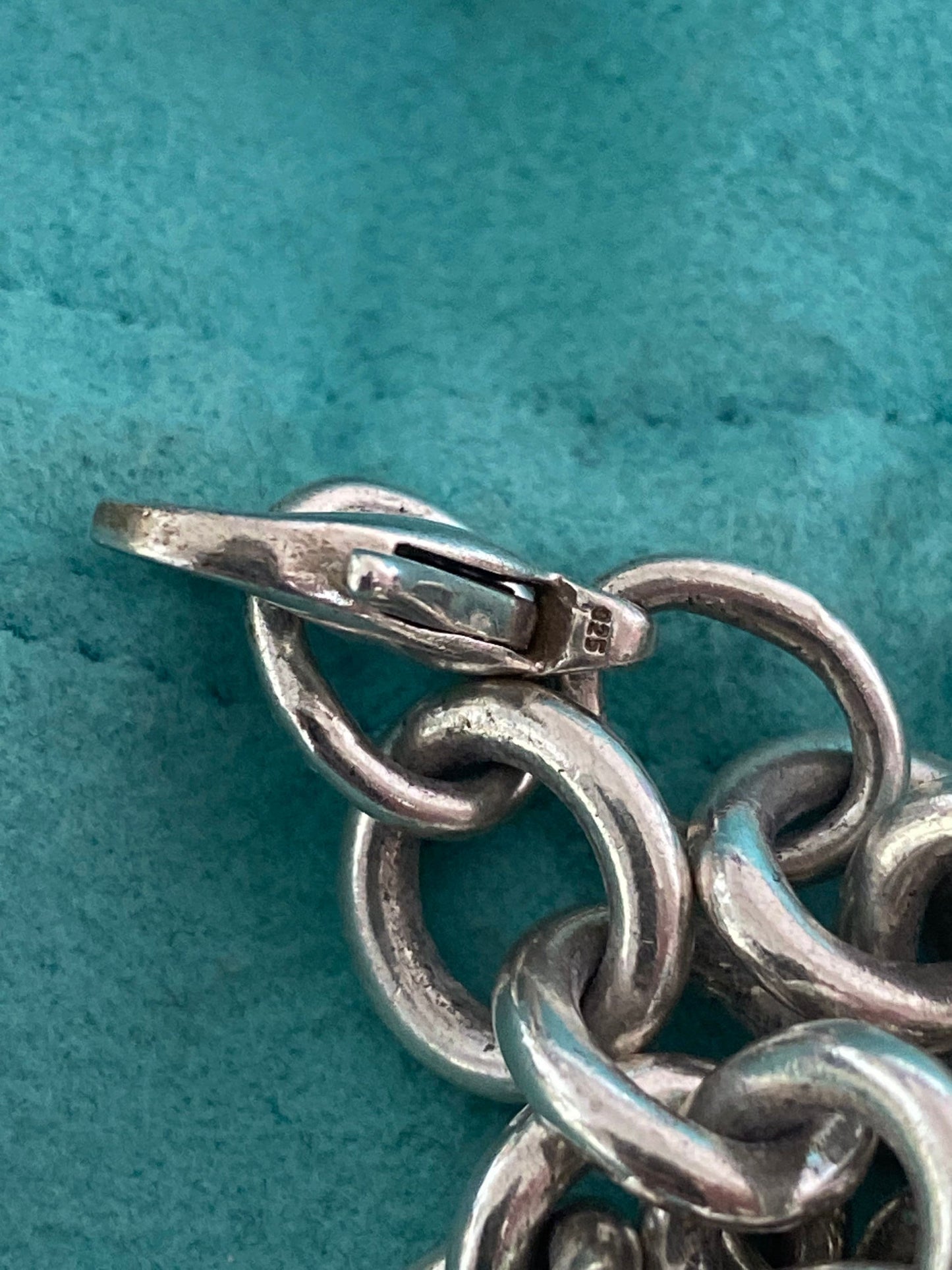 Tiffany and co chunky sterling silver heart charm bracelet
