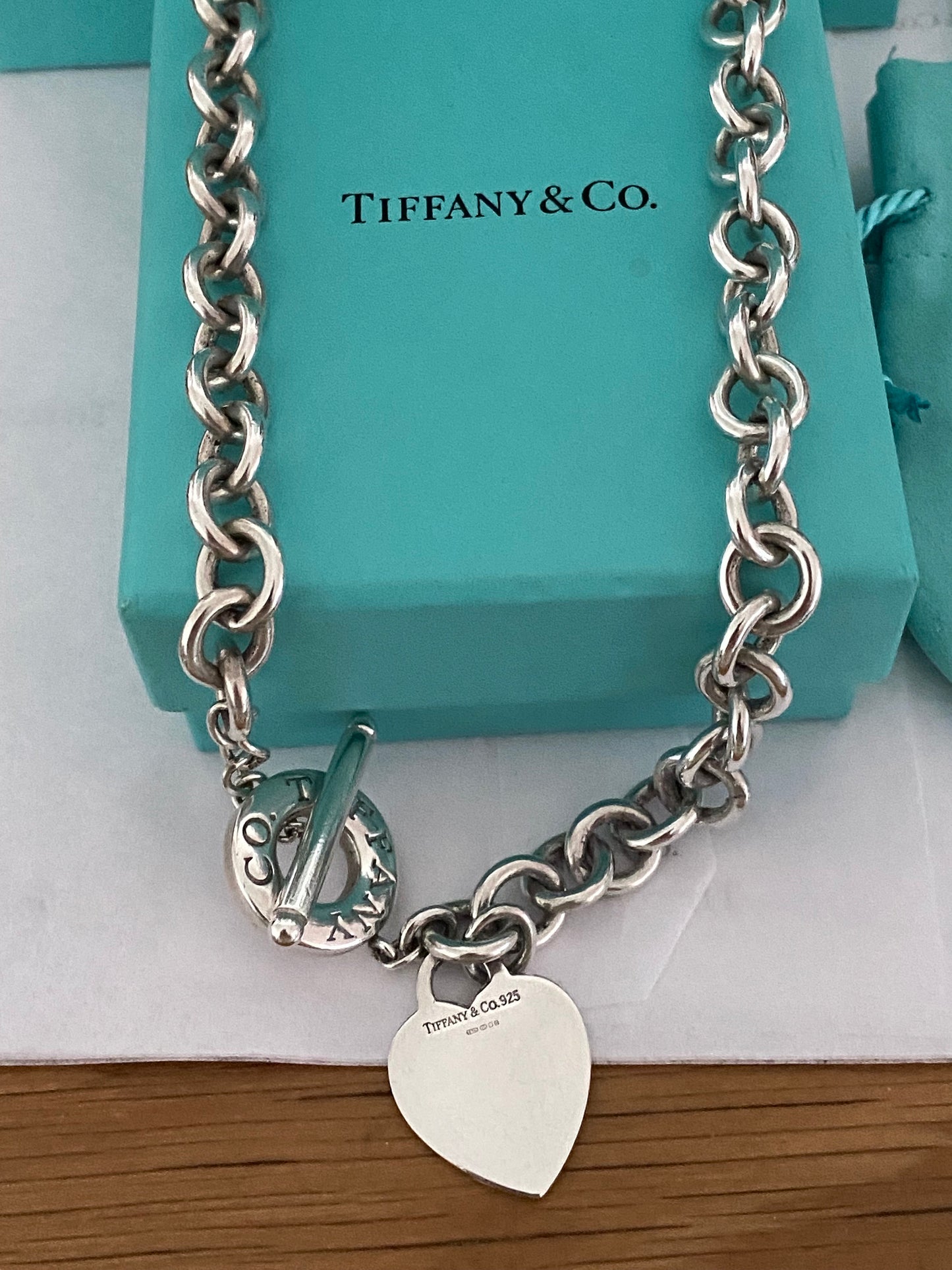 Tiffany and co Chunky sterling silver heart toggle necklace