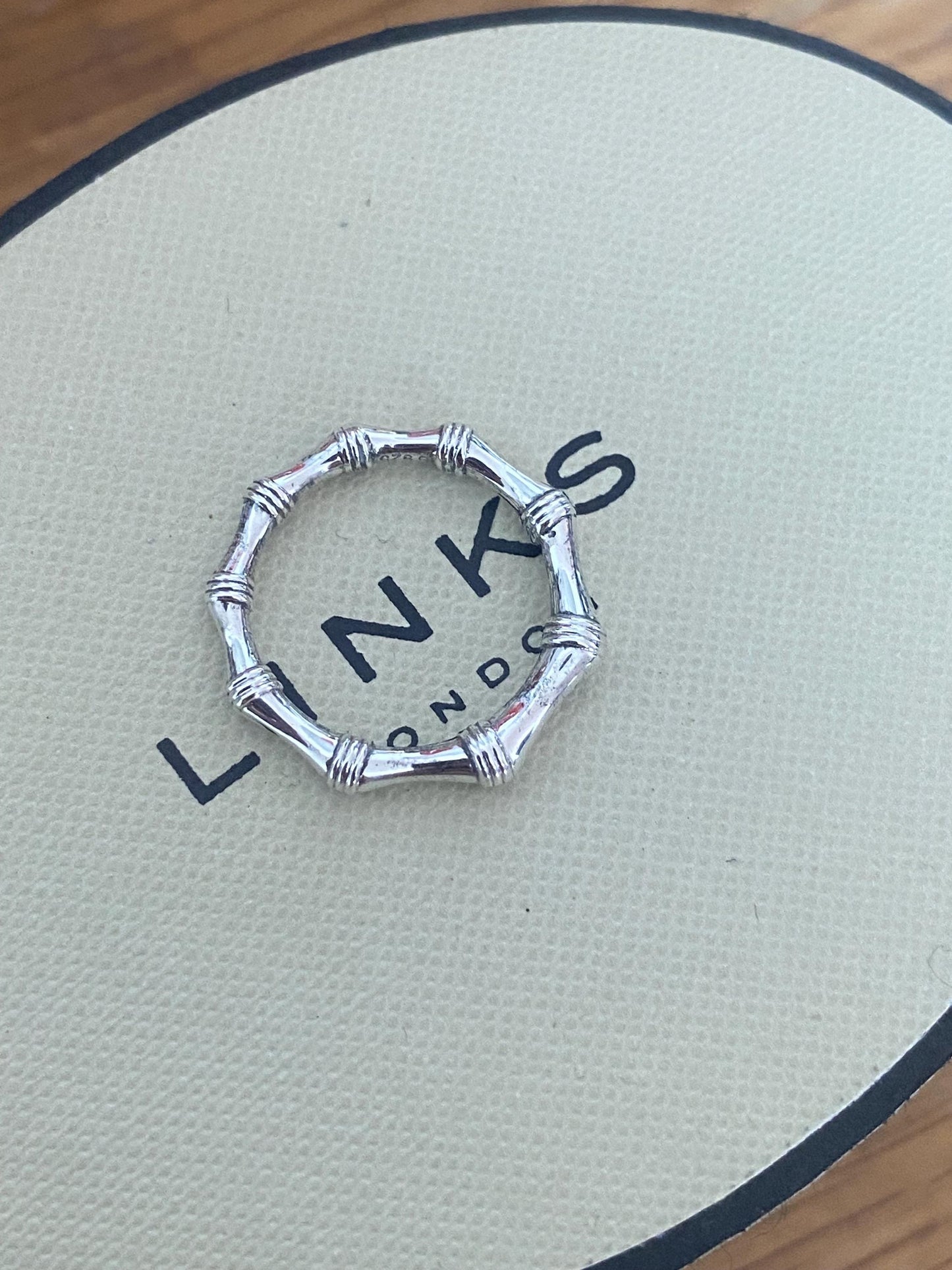 Genuine Links of London Bamboo Ring, Sterling Silver, Size L, Lovely Condition