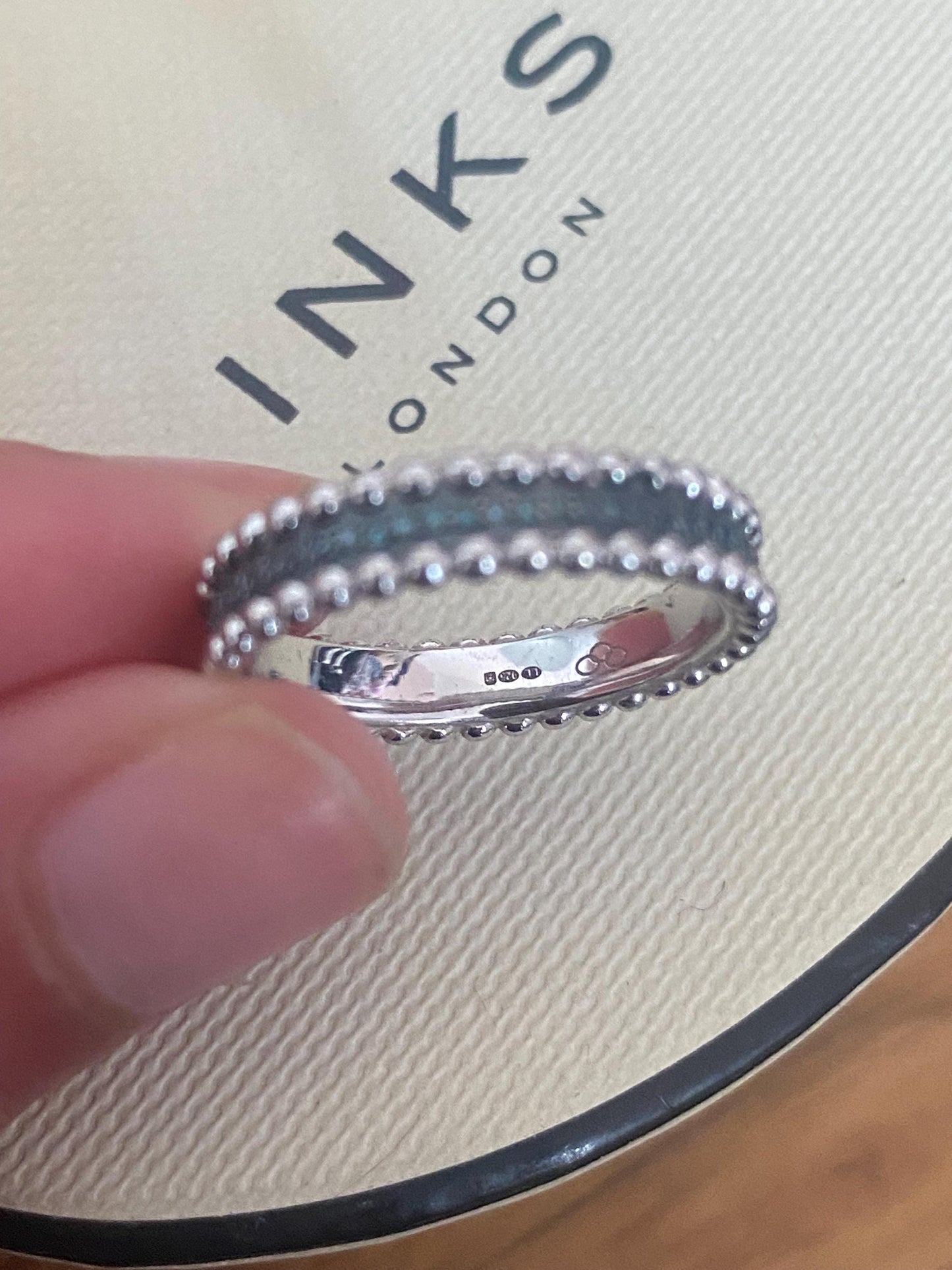 Rare Links Of London Effervescence Blue Diamond Silver Diamond Bubble Ring size UK L, Immaculate condition