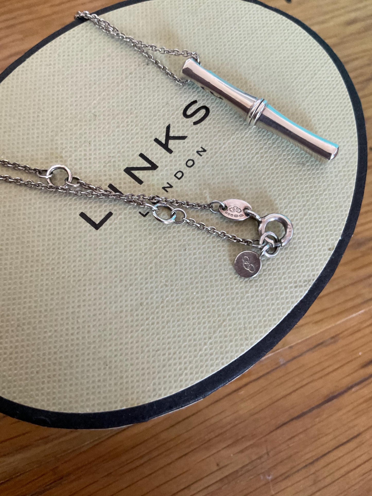 Rare genuine hallmarked links of London bamboo necklace sterling silver with box