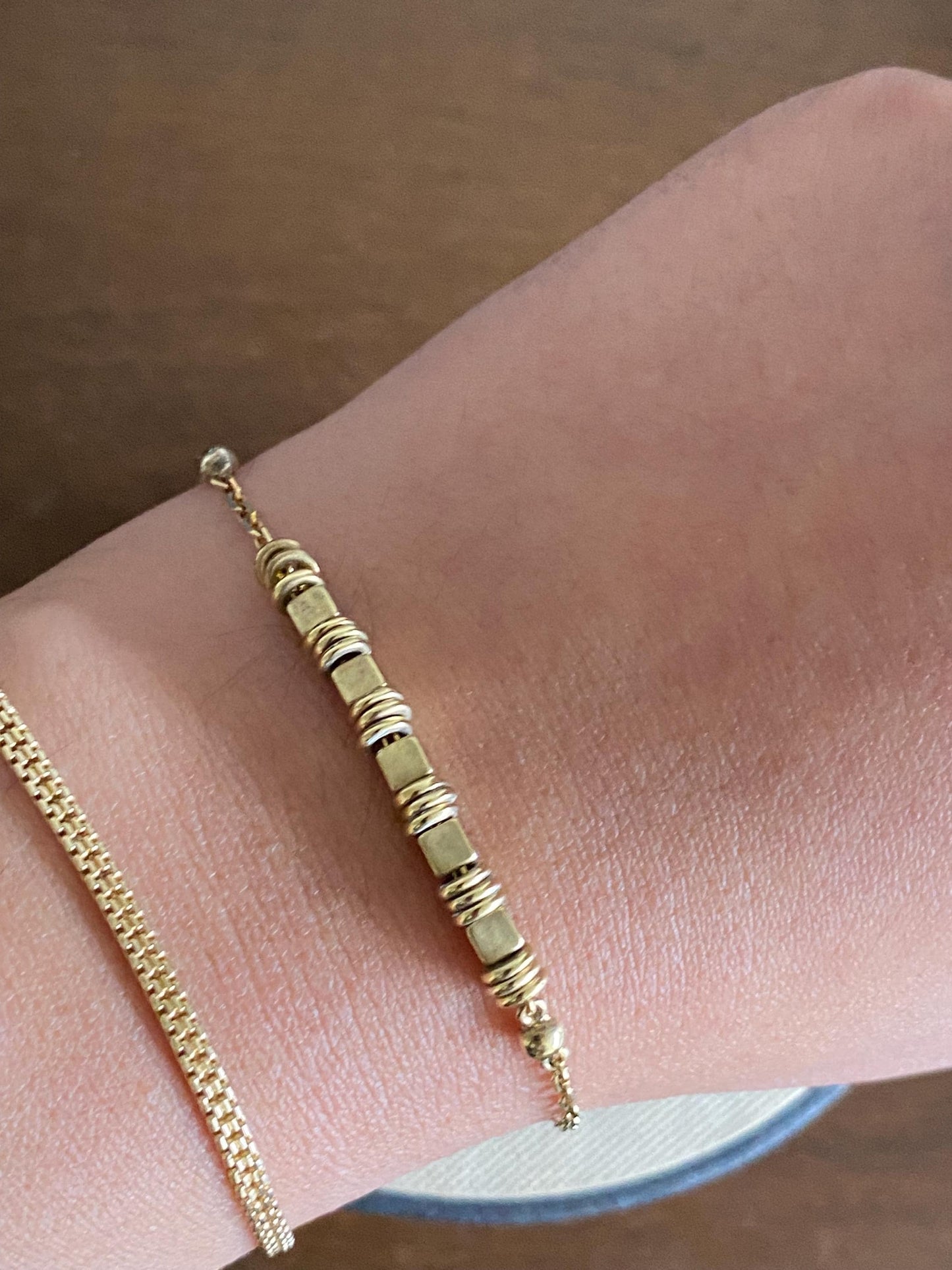 Rare LINKS OF LONDON sterling Silver and gold vermeil Cube Bracelet, genuine, hallmarked