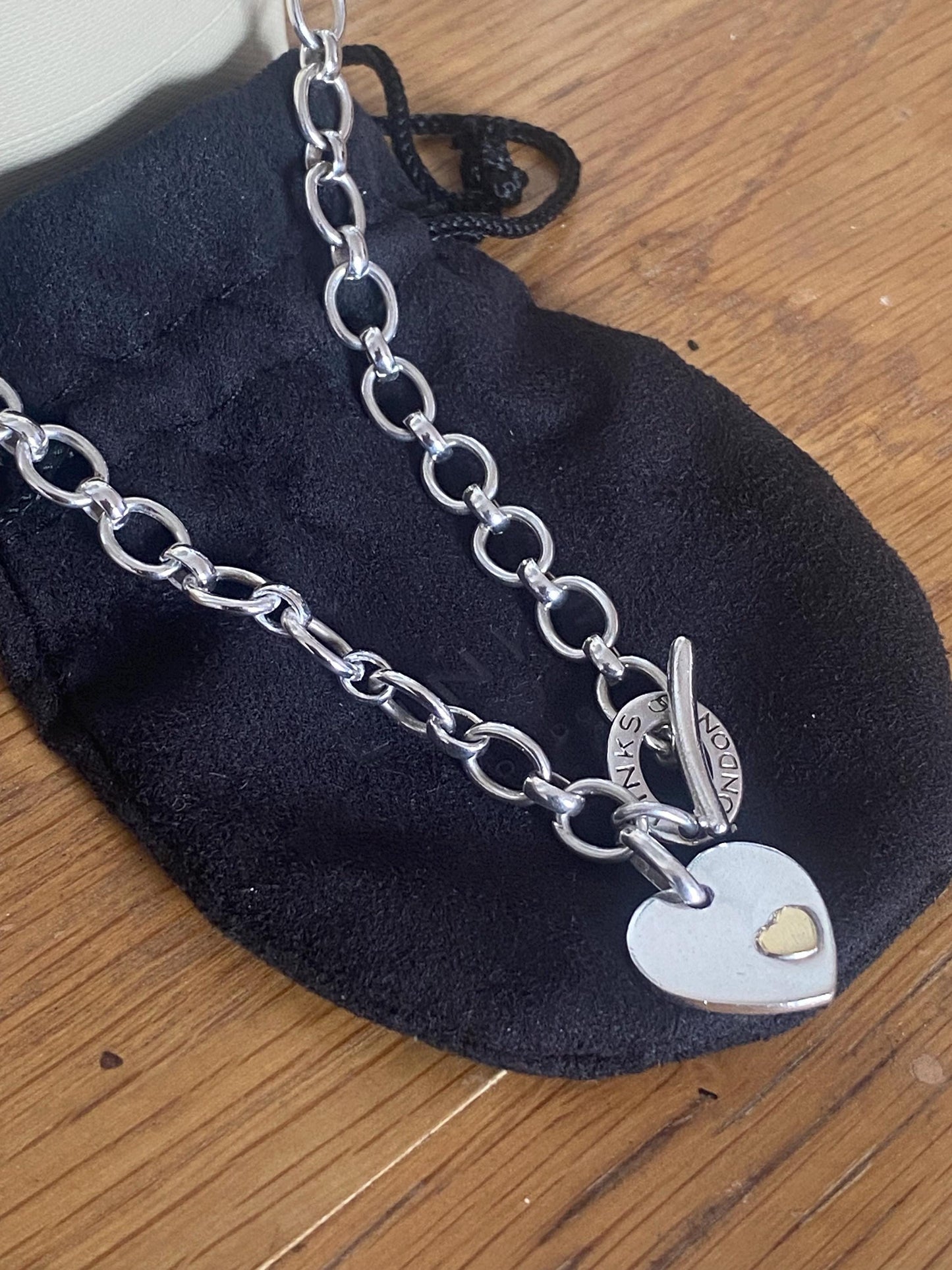 LINKS OF LONDON Chunky Sterling Silver Hallmarked Heart Toggle Necklace In Box, genuine