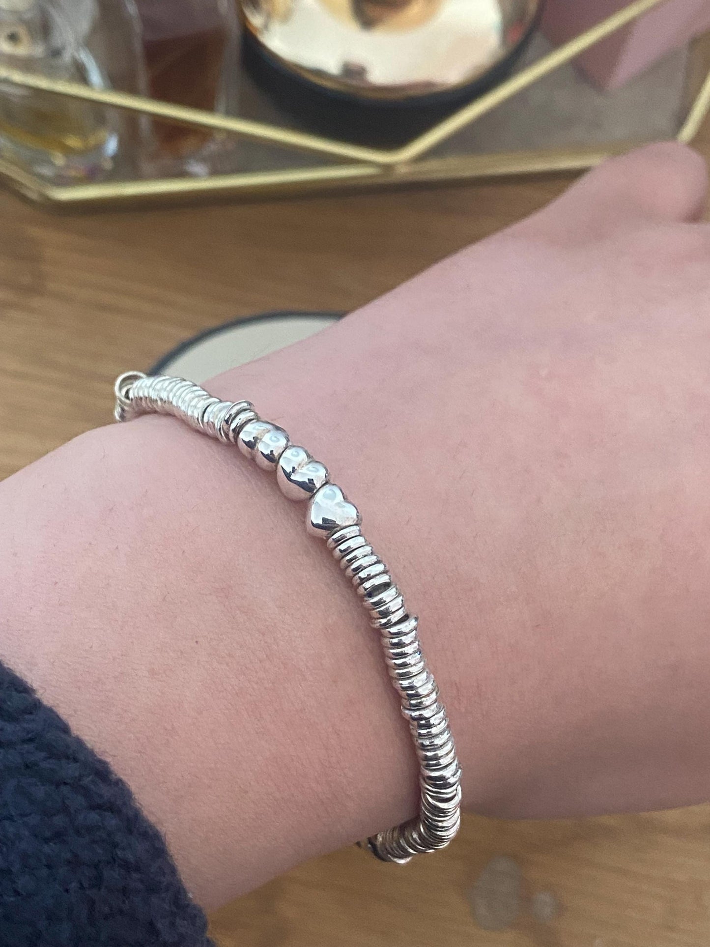 Links of London vintage rare xs sweetie heart bracelet, sterling silver, medium