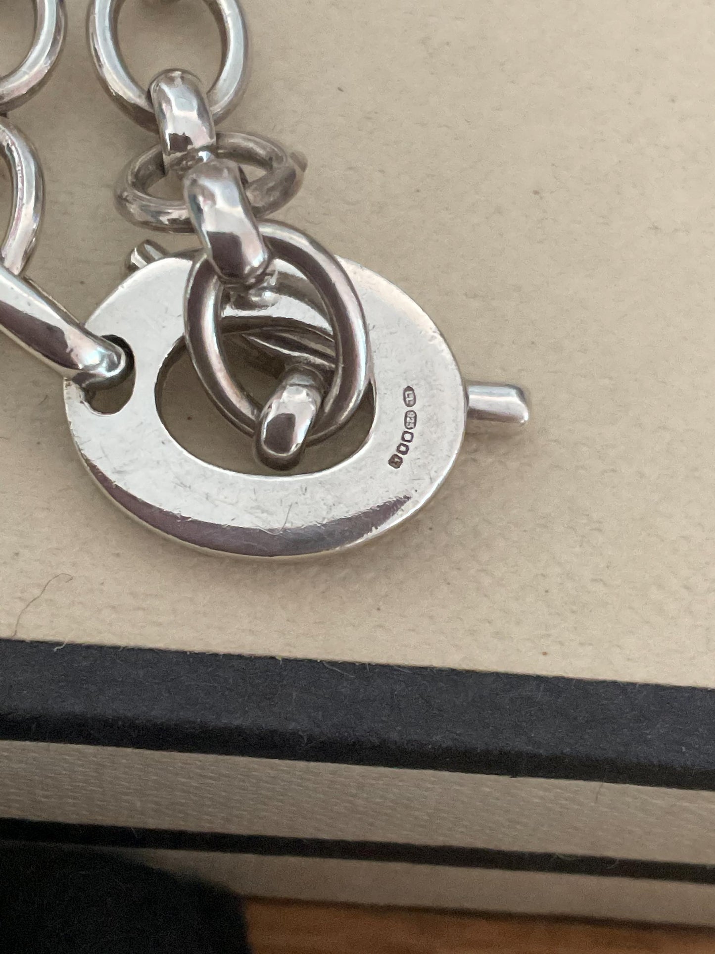 Rare Genuine LINKS OF LONDON Hallmarked Silver Toggle Logo Bracelet, 8 inches long