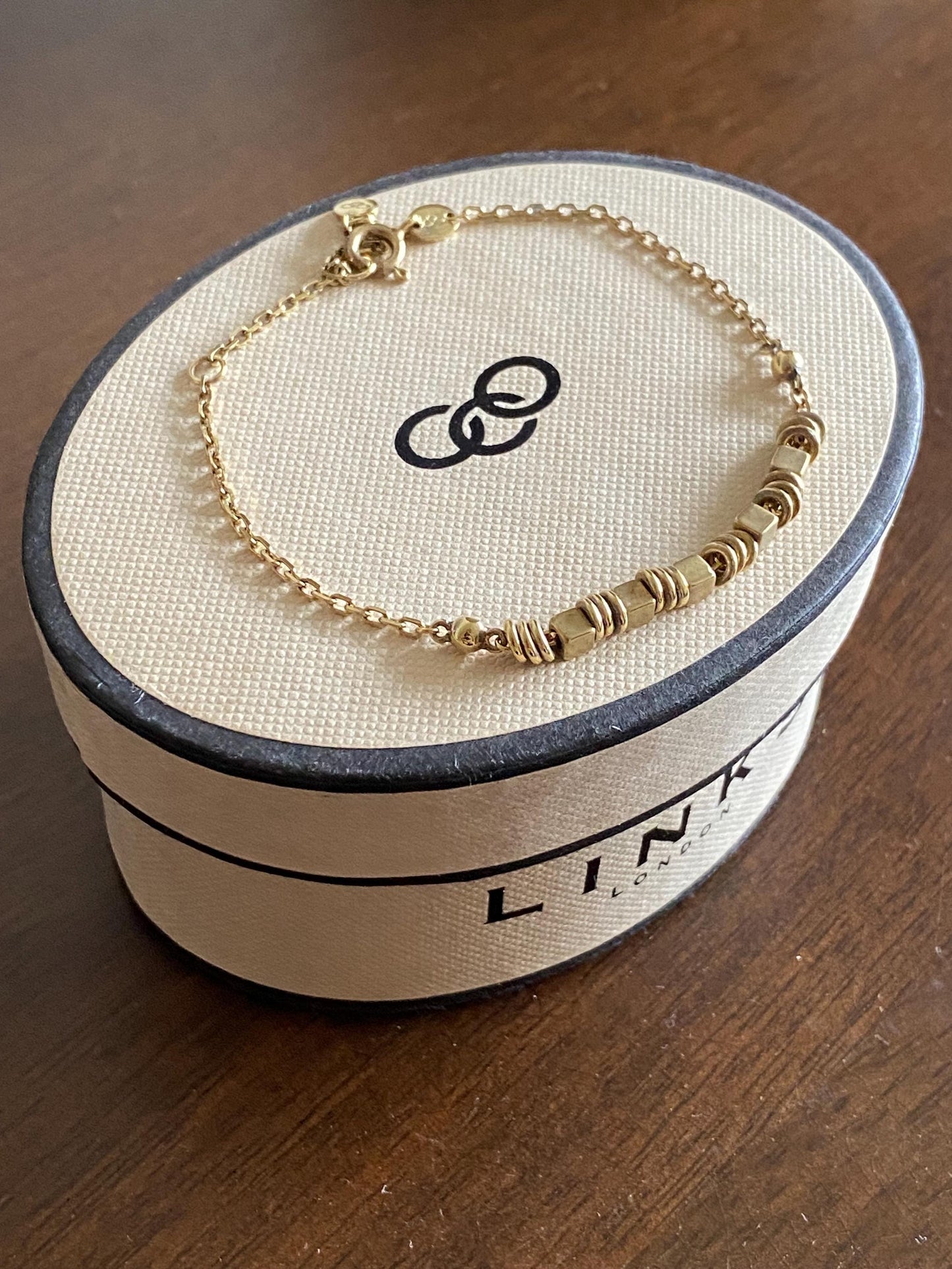 Rare LINKS OF LONDON sterling Silver and gold vermeil Cube Bracelet, genuine, hallmarked