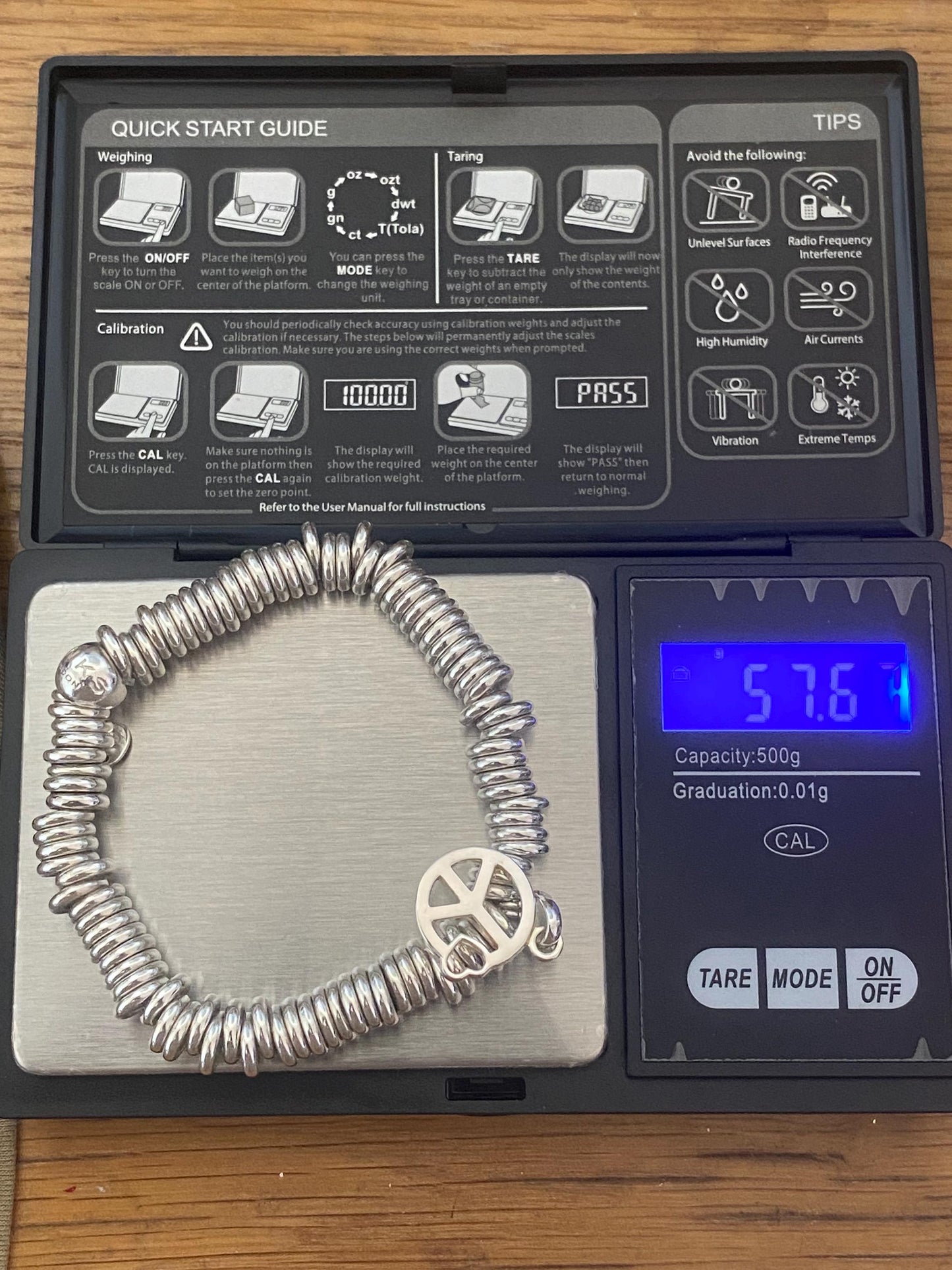 Lovely Links of London vintage rare sweetie bracelet witha peace heart charm, sterling silver, size medium, boxed