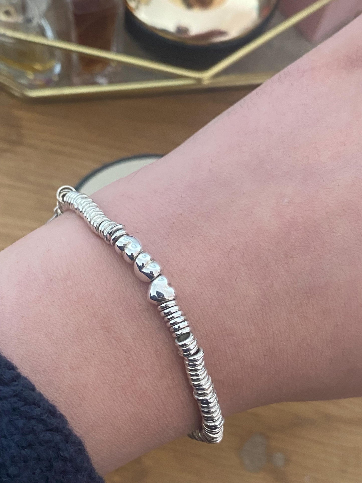 Links of London vintage rare xs sweetie heart bracelet, sterling silver, medium