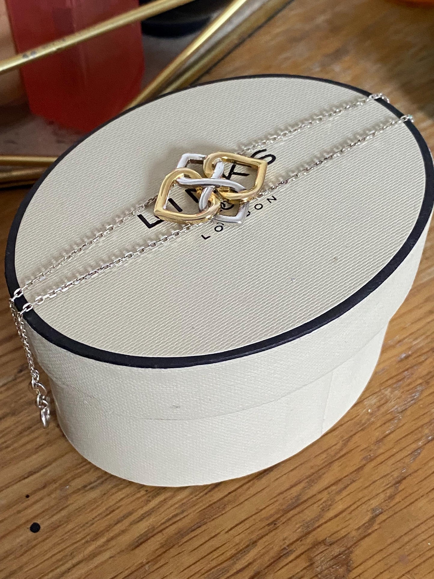 Gorgeous rare, vintage Links of London two tone infinite love interlocking bracelet, sterling silver and 18ct gold vermeil, genuine