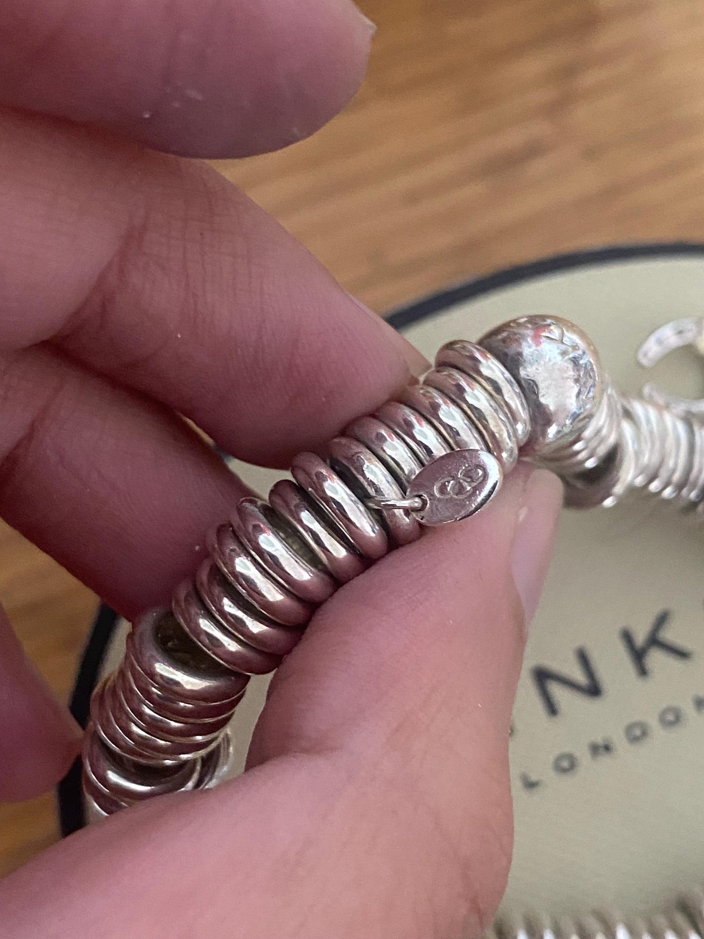 Lovely Links of London vintage rare sweetie bracelet with two charms, sterling silver, size small