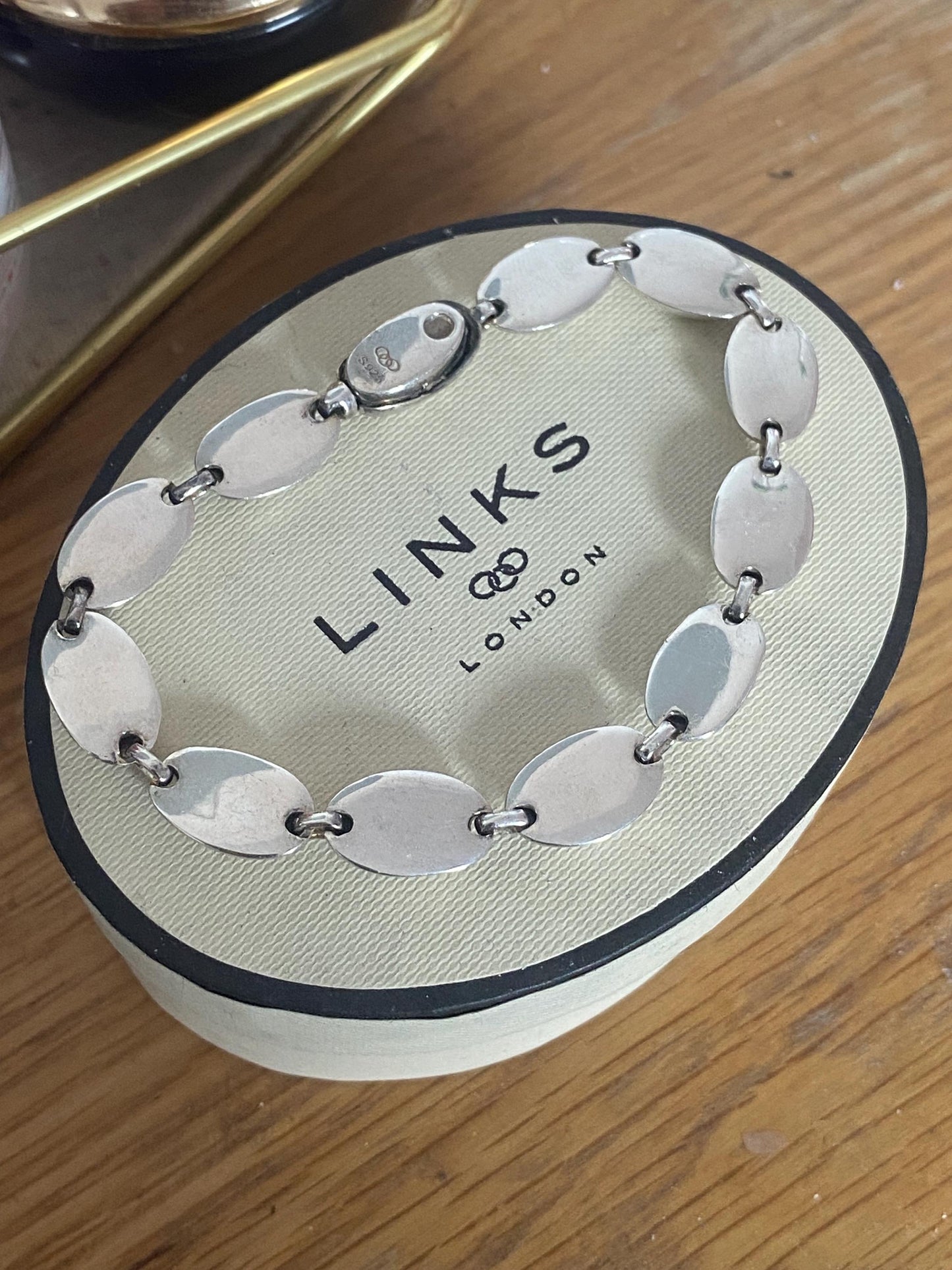 Rare Genuine LINKS OF LONDON Hallmarked Silver hope oval dome Bracelet, vintage with box