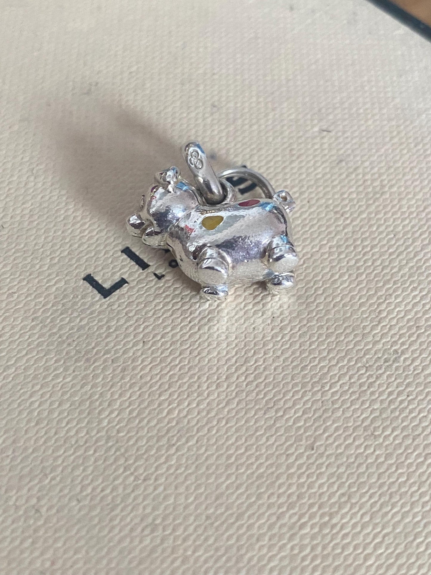 Links of london Pig Chinese Zodiac Charm, Sterling Silver and Enamel Spots, genuine
