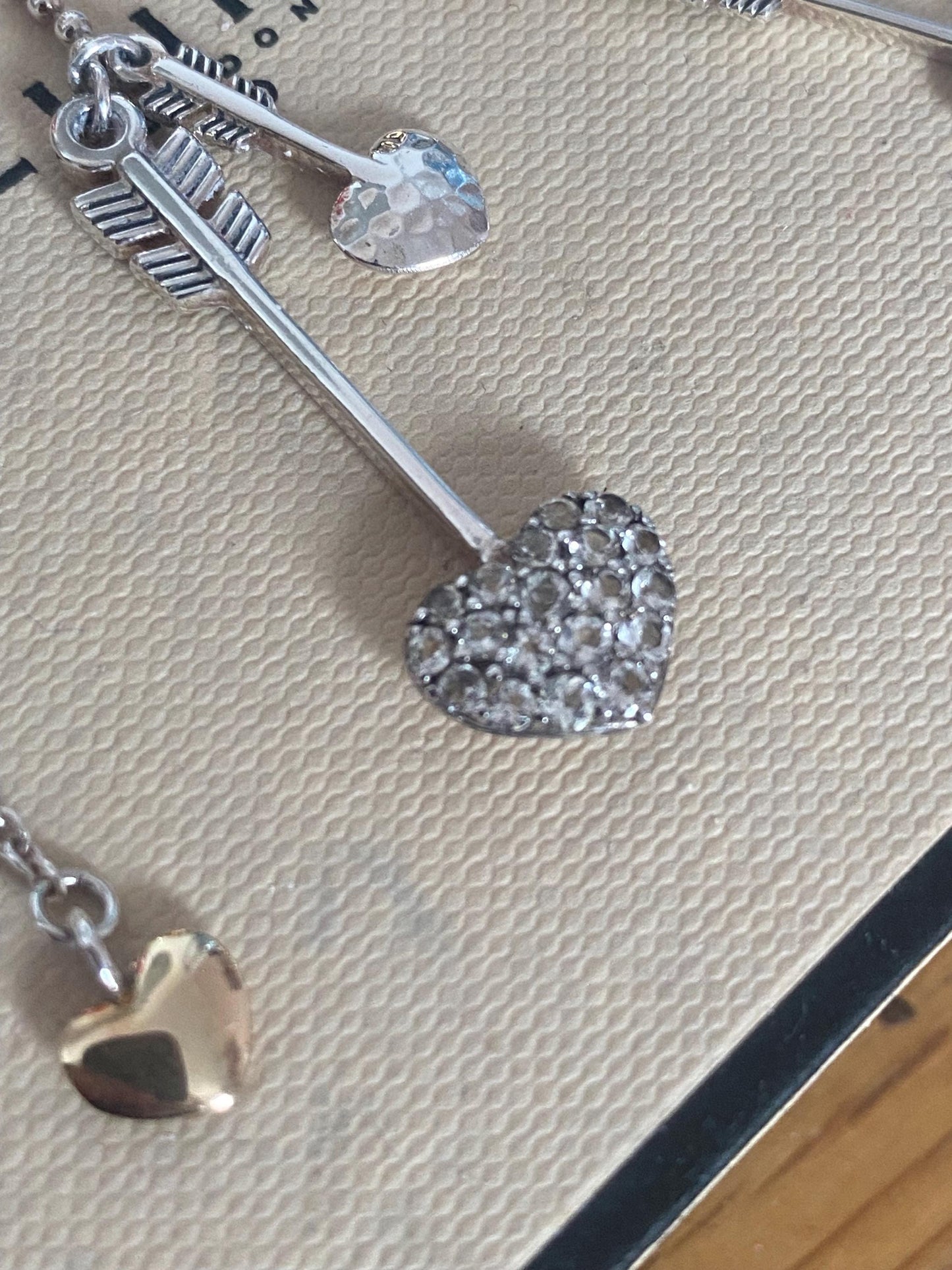 Rare Links of London 'Lovestruck' Necklace with Cupid's Hearts and Arrows, Sterling Silver
