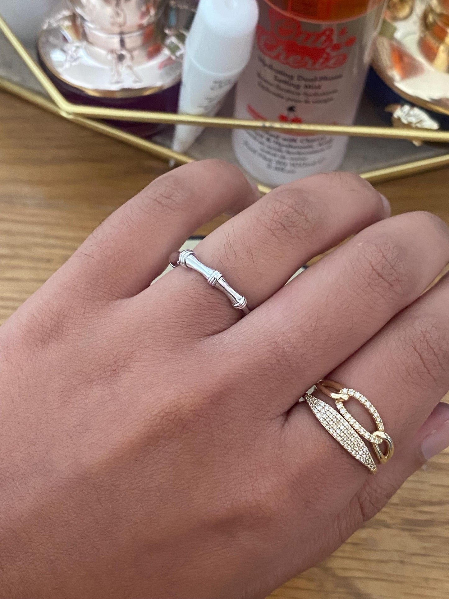 Genuine Links of London Bamboo Ring, Sterling Silver, Size L, Lovely Condition