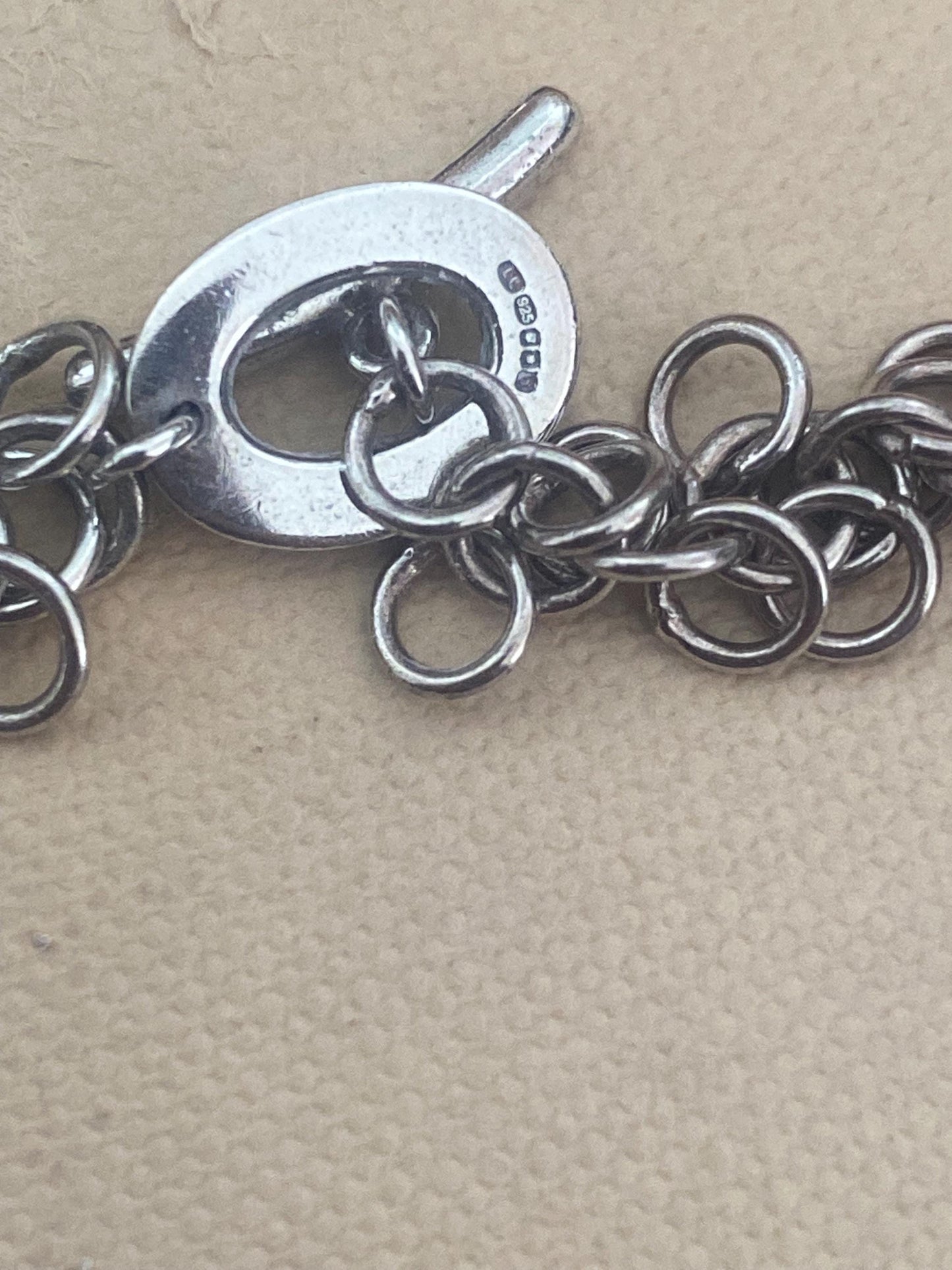 Beautiful vintage very rare links of London toggle necklace with clear and amethyst stones, sterling silver