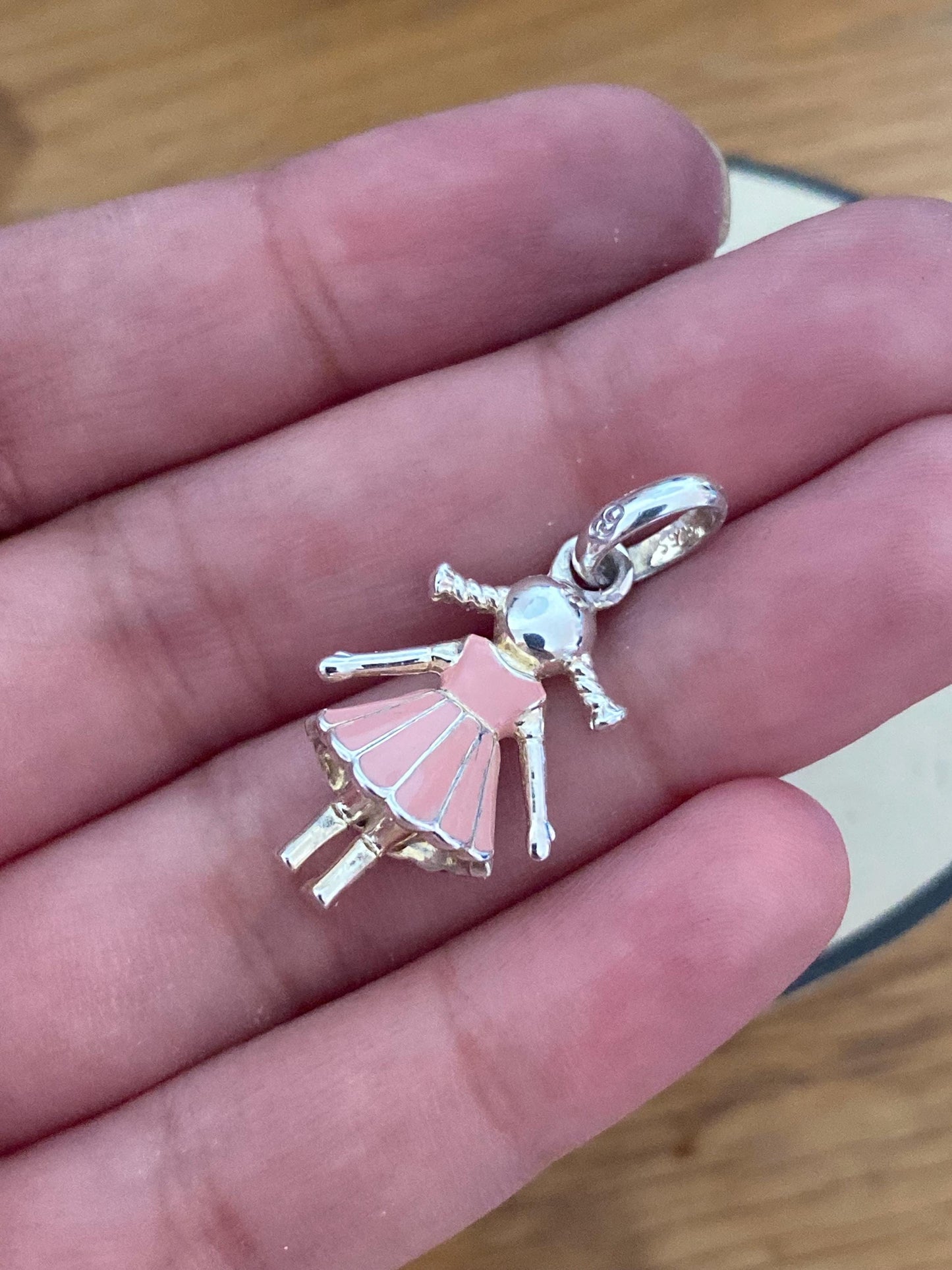 Genuine Links Of London Sterling Silver little girl with dress and moving legs charm, super cute!