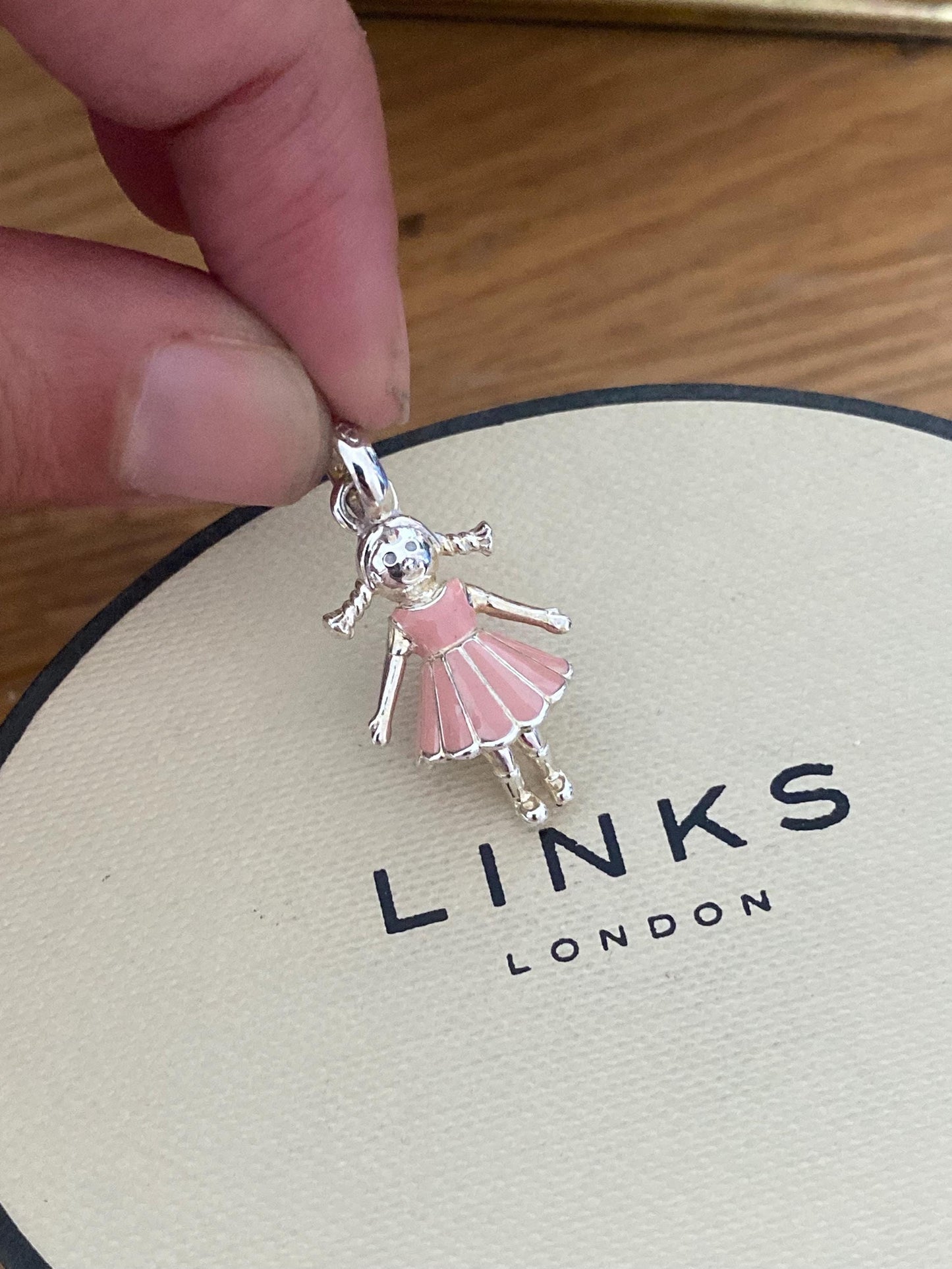 Genuine Links Of London Sterling Silver little girl with dress and moving legs charm, super cute!