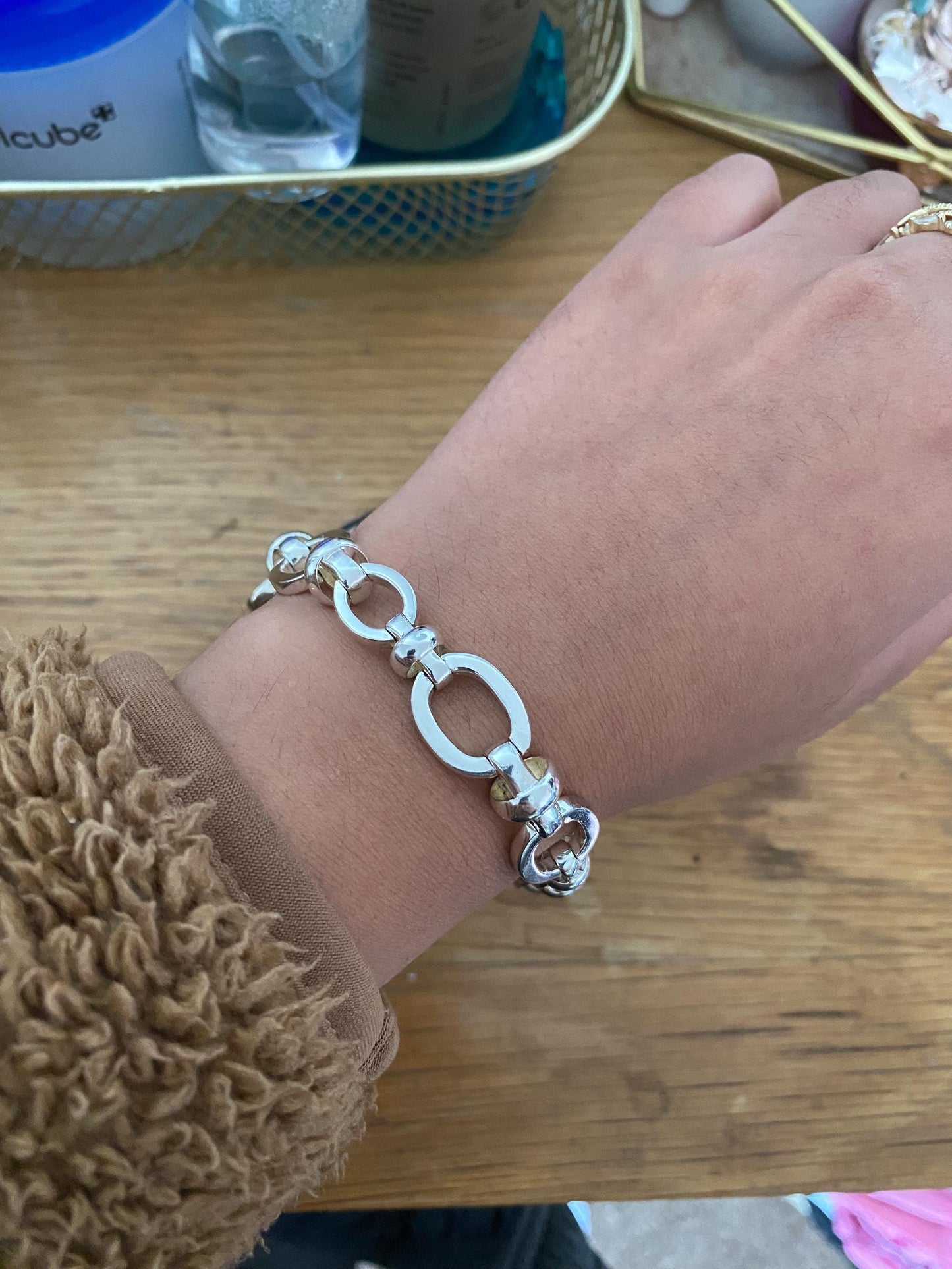 Beautiful genuine Links of London Brit Lines chunky Chain Bracelet with Senorita Clasp, sterling silver, assay hallmarked