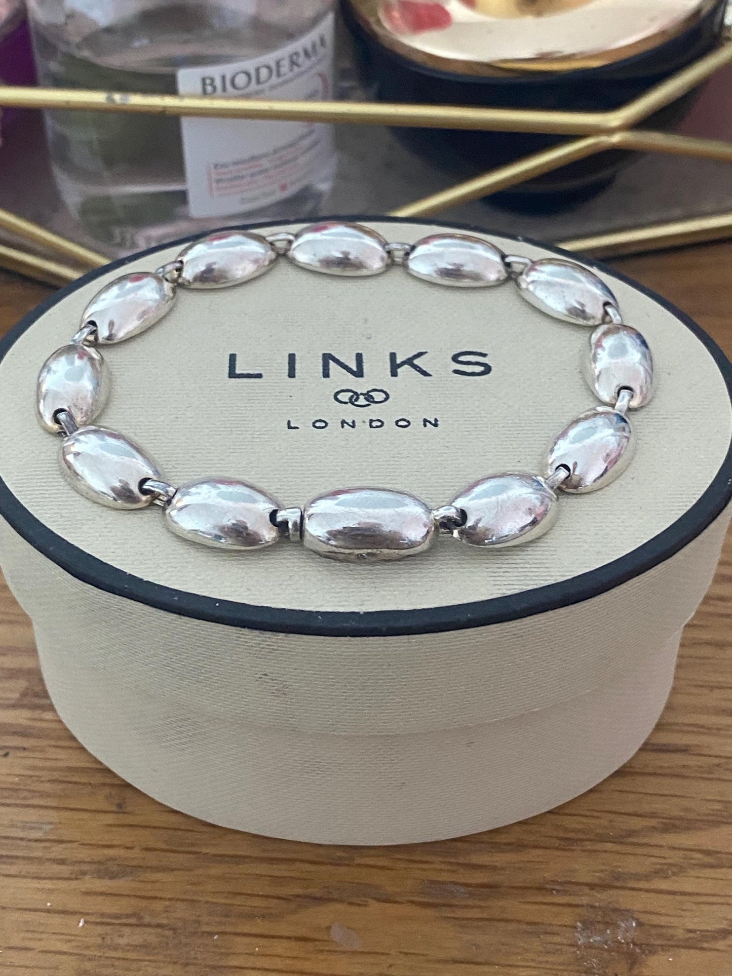 Rare Genuine LINKS OF LONDON Hallmarked Silver hope oval dome Bracelet, vintage with box