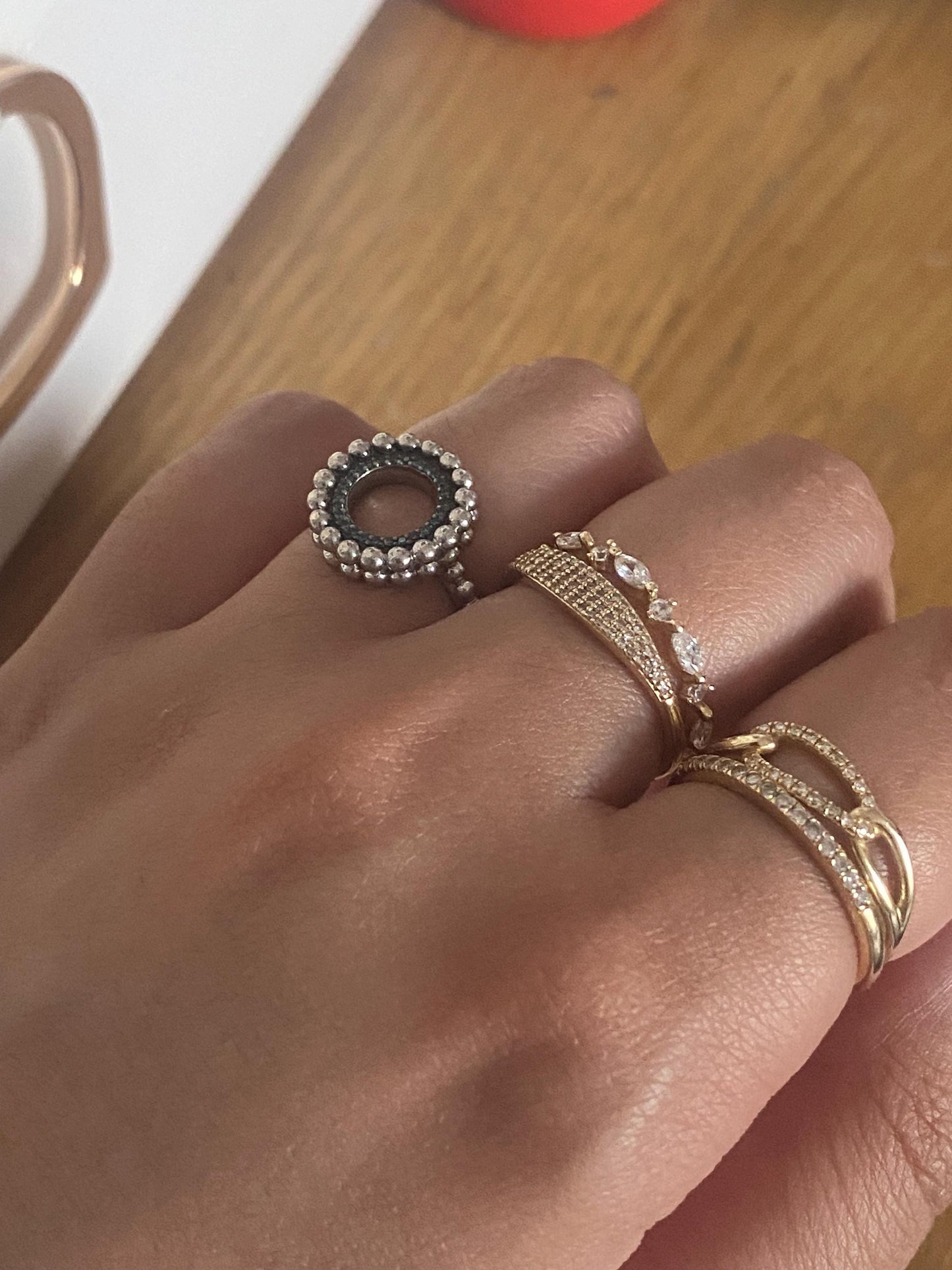 Rare Links Of London Effervescence Blue Diamond Silver Diamond Bubble Ring size UK L, with box