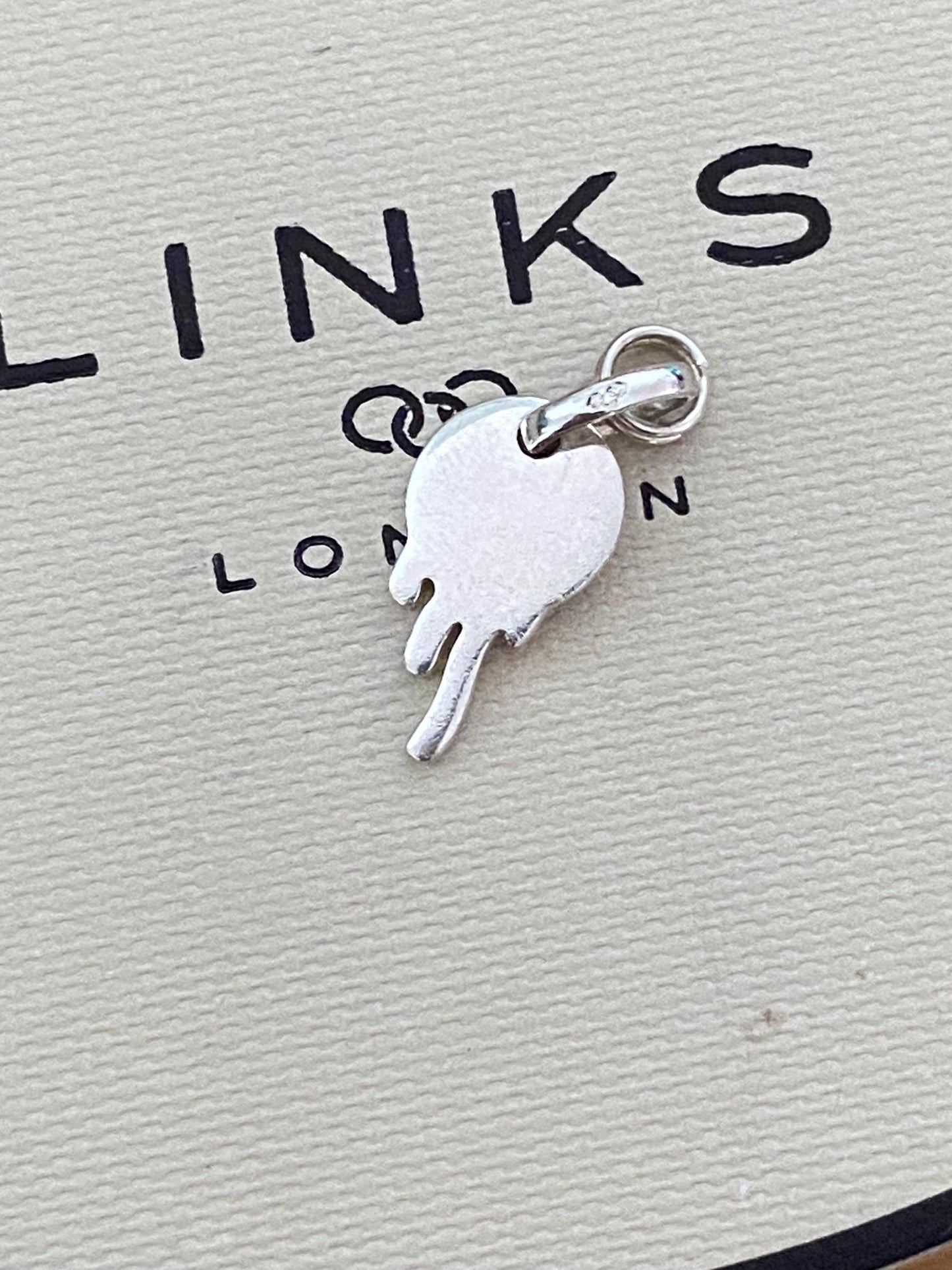 Genuine Very rare Links Of London Sterling Silver and pink enamel melting ghost mini Charm, Vintage, Assay hallmarked