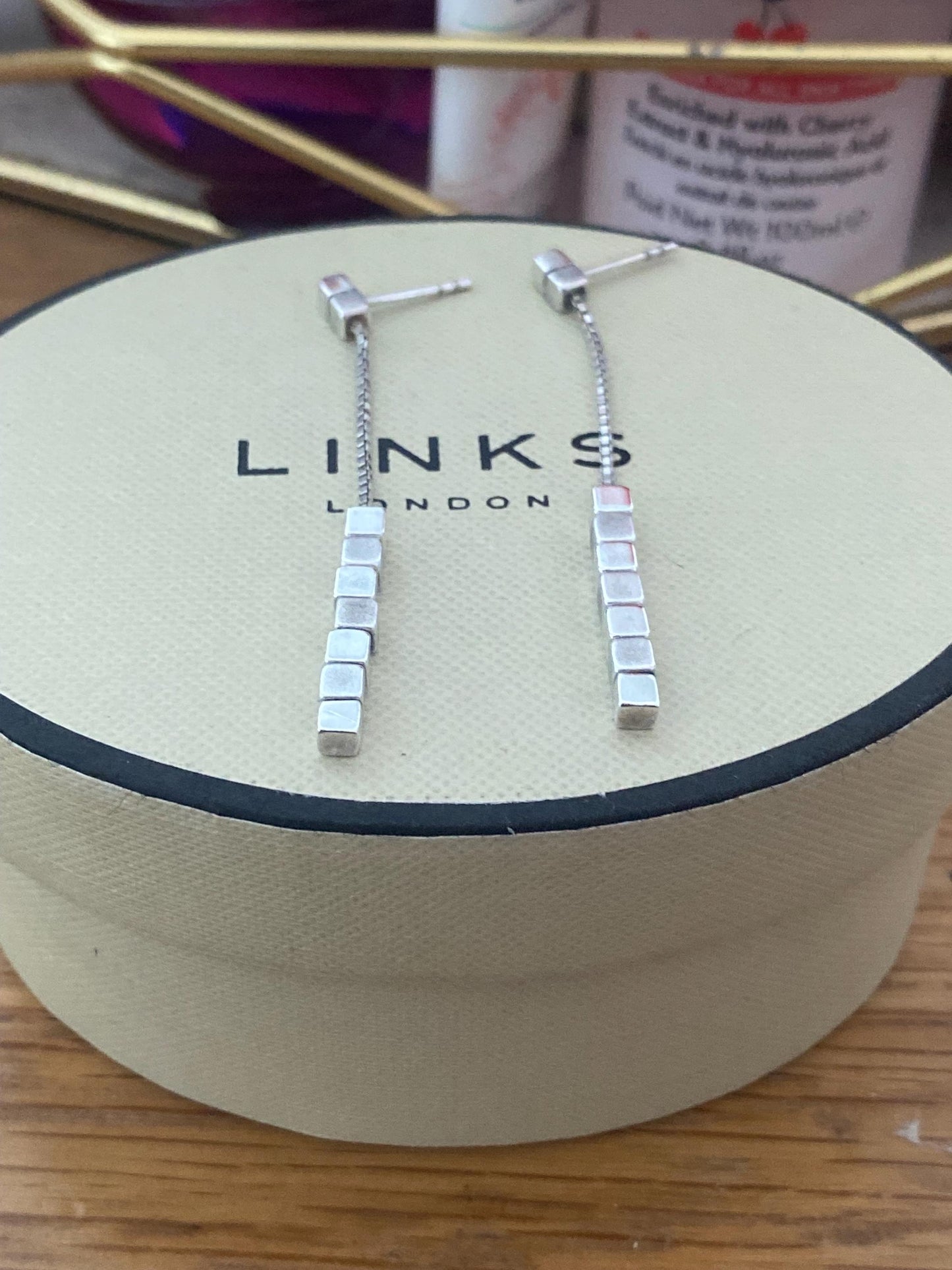 Links Of London Genuine sterling silver cubist drop earrings