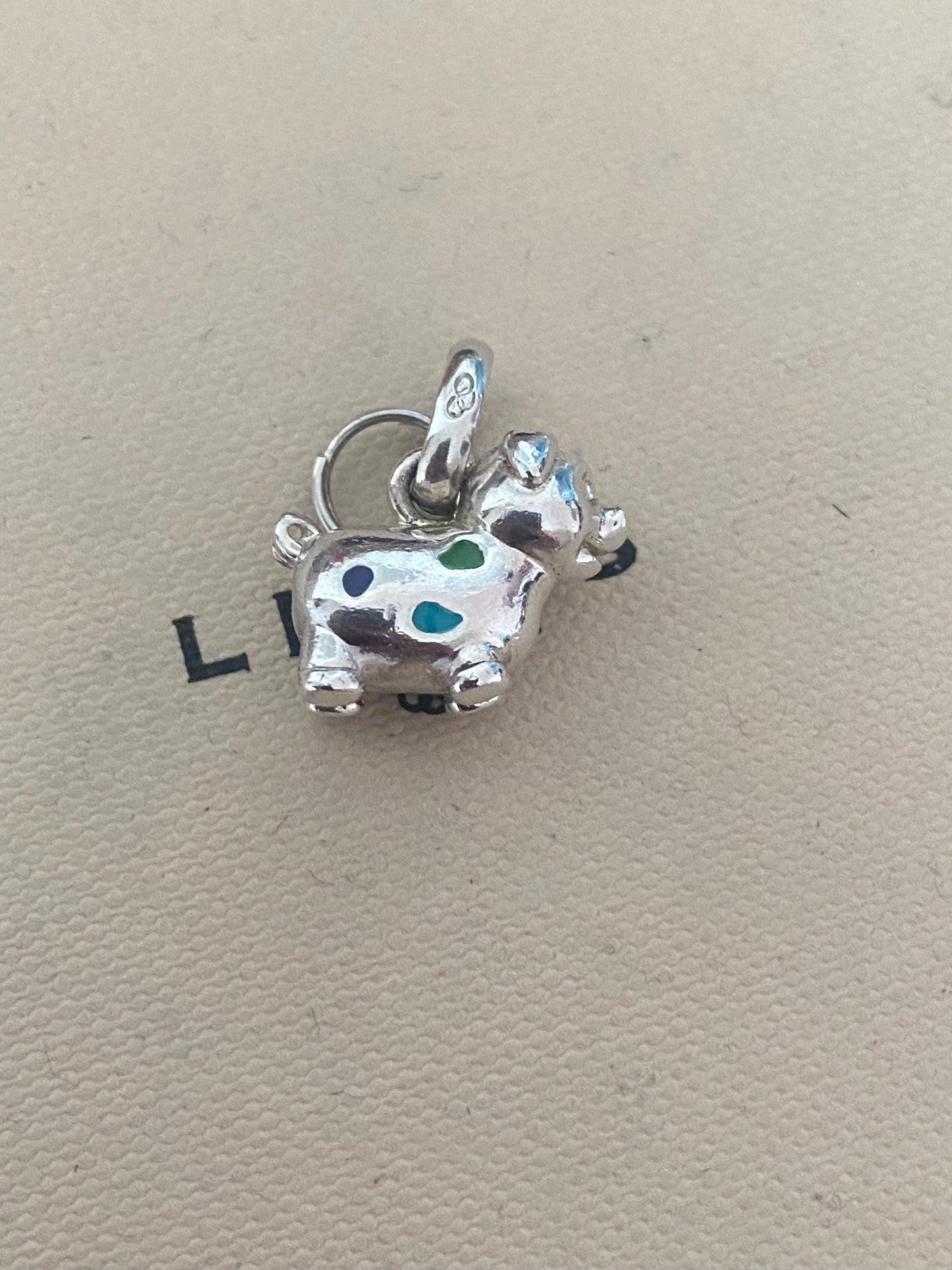 Links of london Pig Chinese Zodiac Charm, Sterling Silver and Enamel Spots, genuine