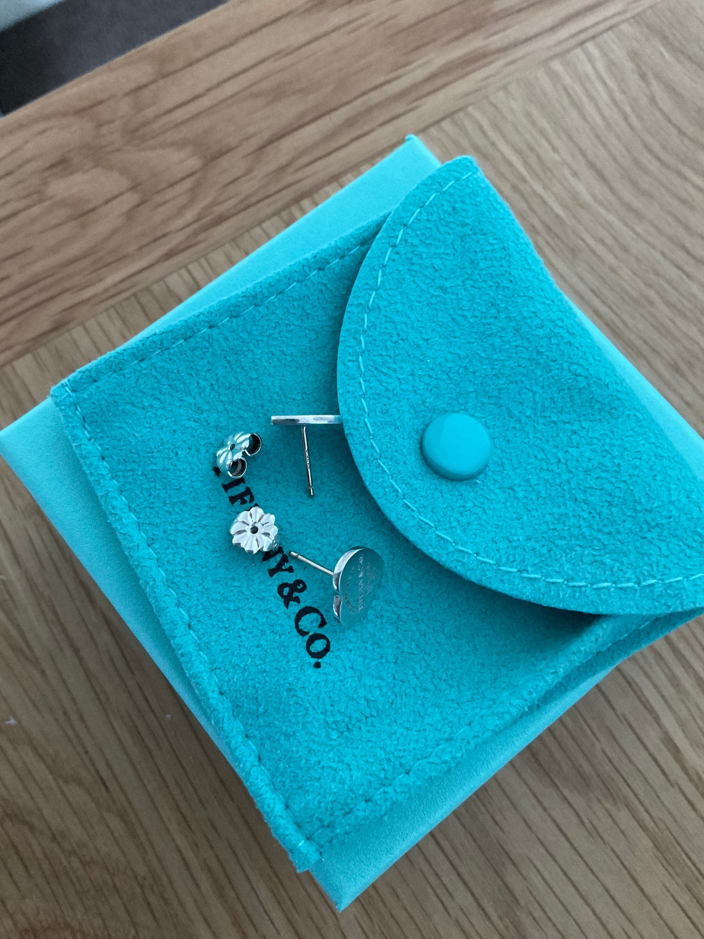 Tiffany and co small heart sterling silver stud earrings