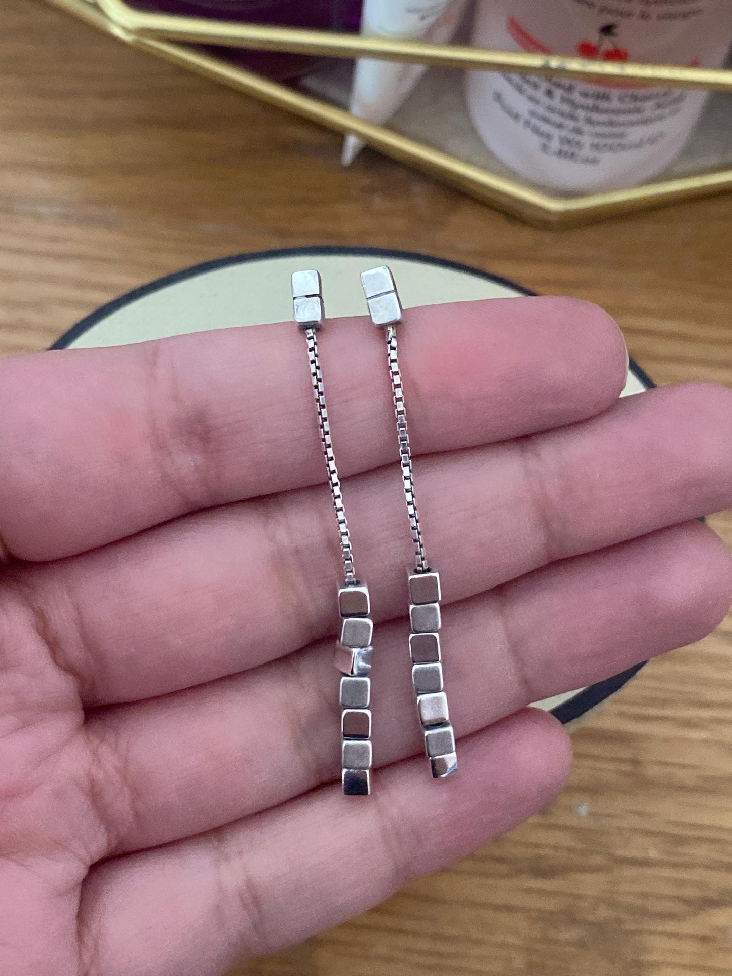 Links Of London Genuine sterling silver cubist drop earrings