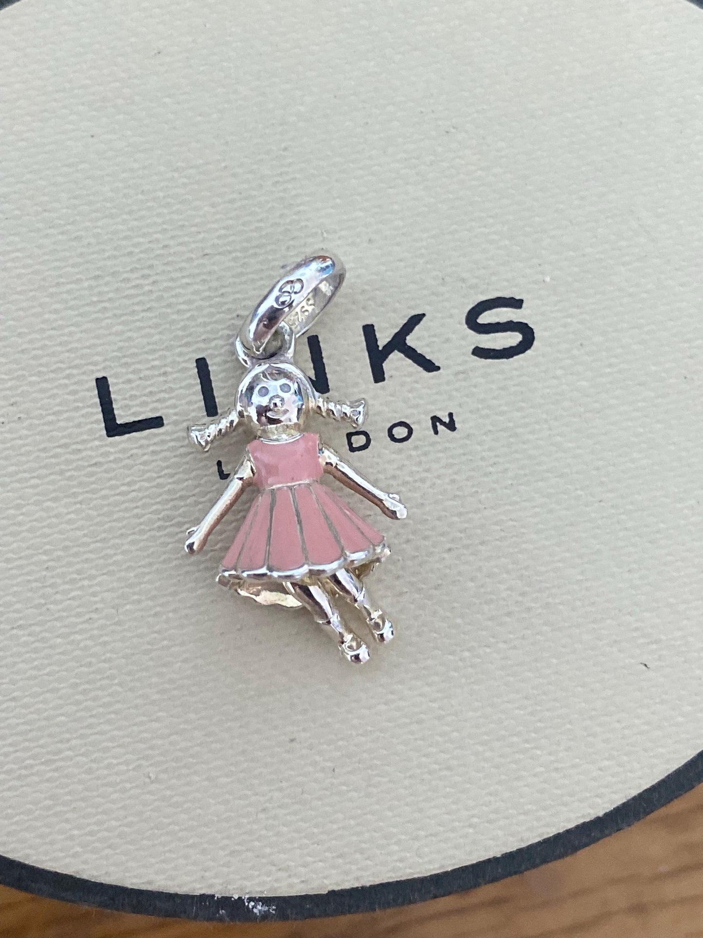 Genuine Links Of London Sterling Silver little girl with dress and moving legs charm, super cute!