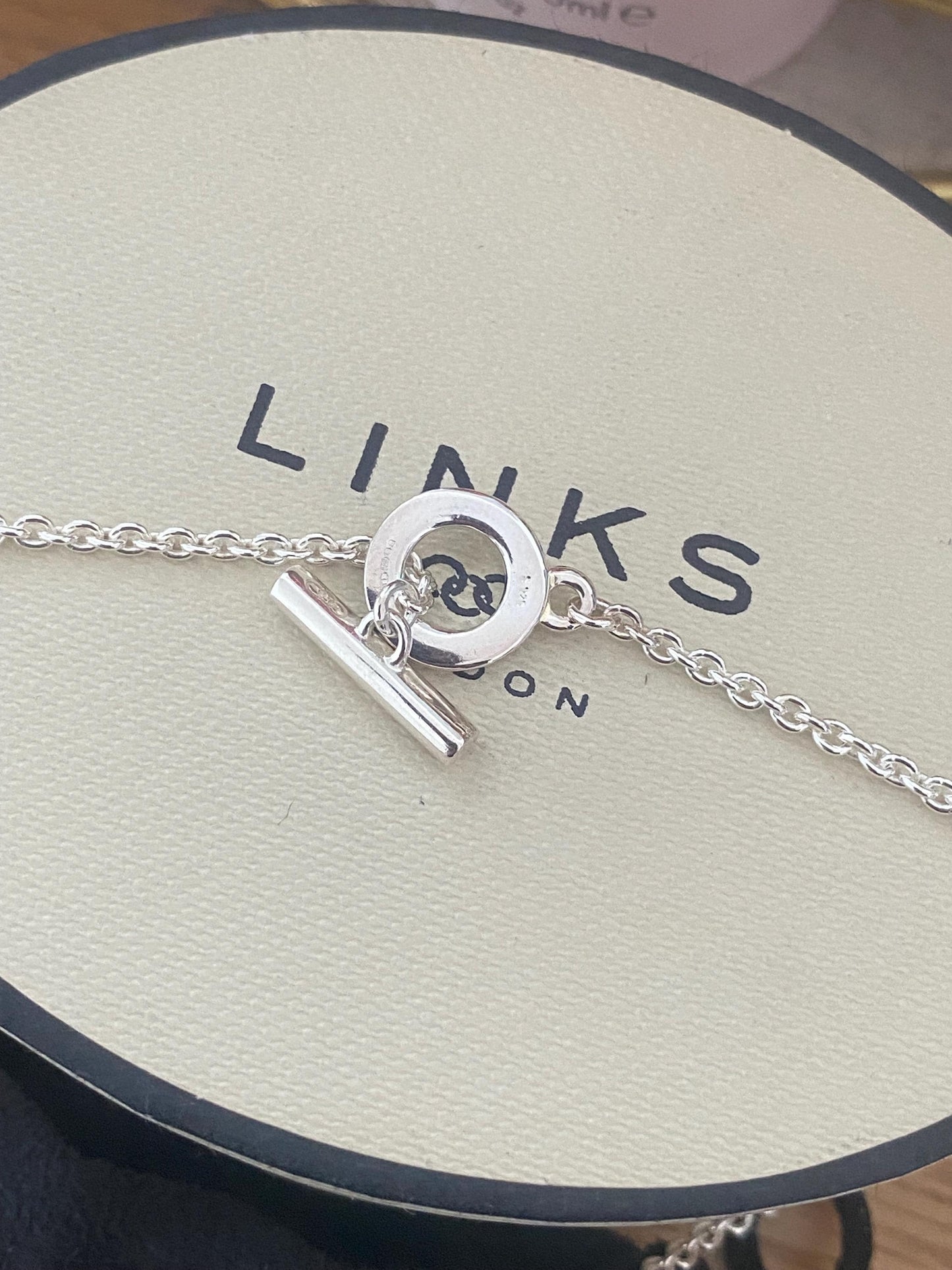 Beautiful Links of London Toggle Necklace with a Links of London flat Heart Charm, Sterling Silver, Hallmarked, with box