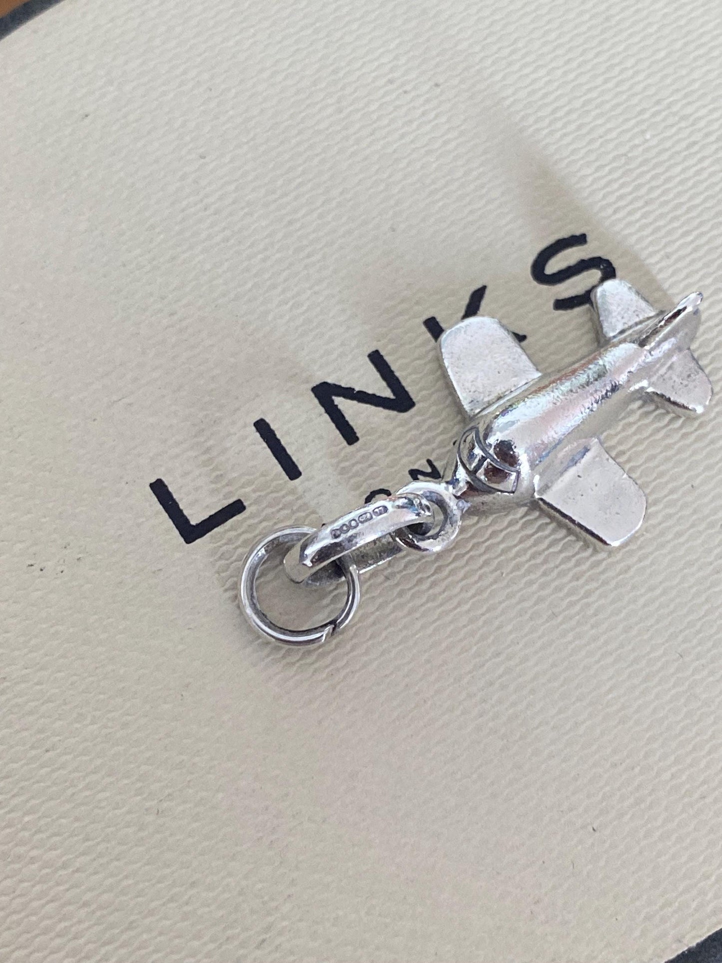 Beautiful rare Links of London sterling silver Aeroplane charm, Genuine, Assay hallmarked