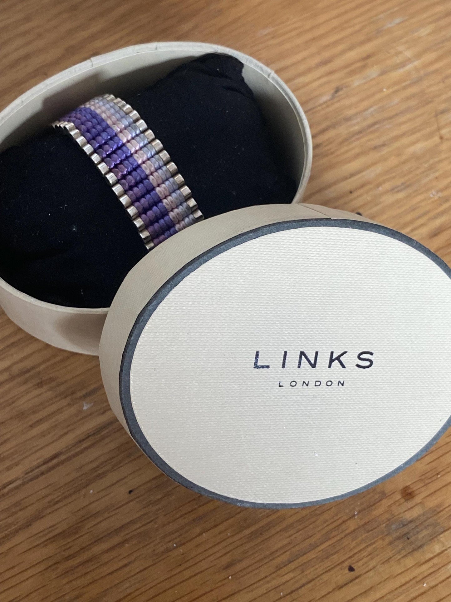 Rare Links of London Friendship Bracelet, purple gradients, Sterling Silver, Assay Hallmarked, with box