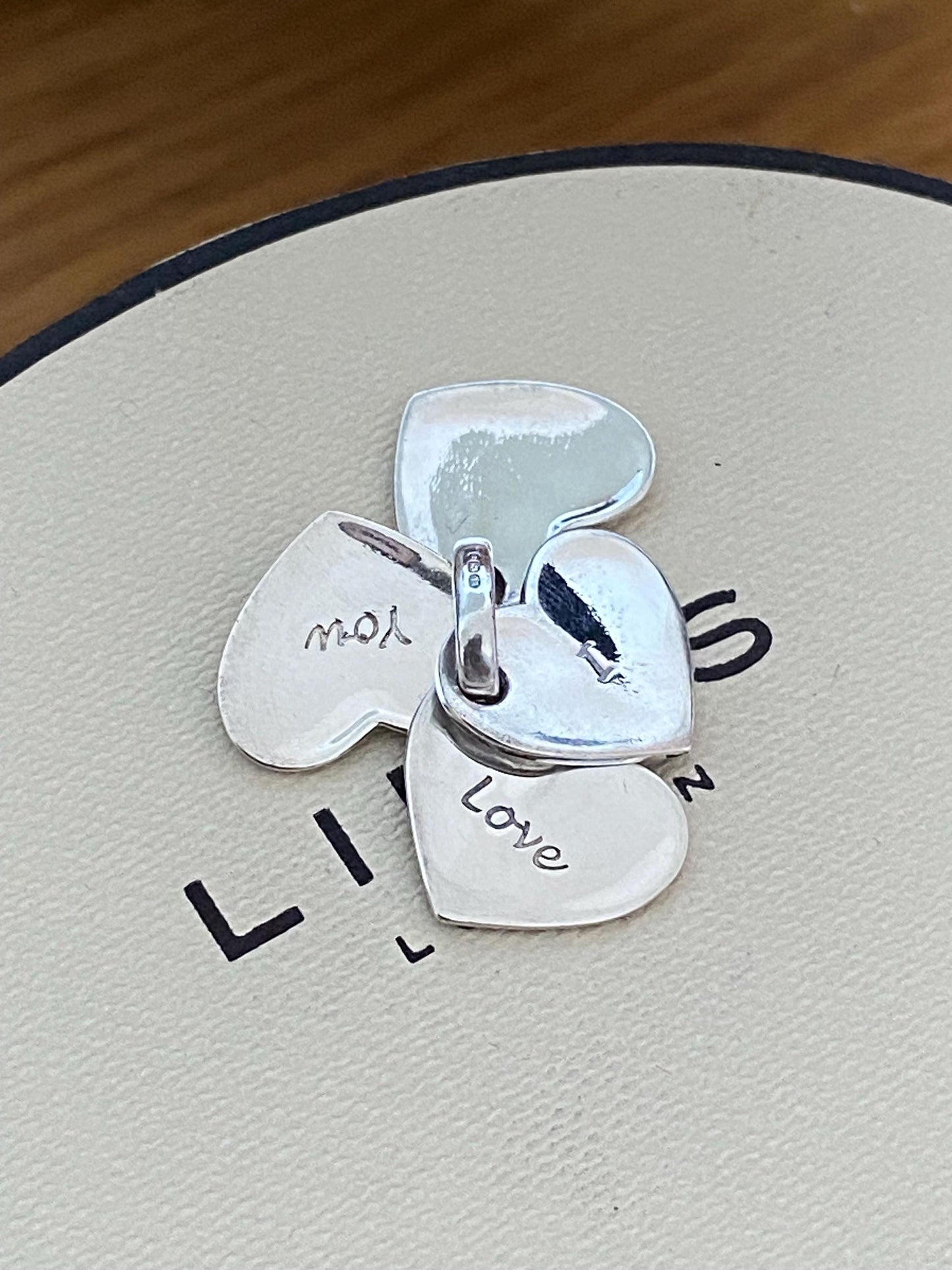 Beautiful genuine Links of London sterling silver Three Little Words fan heart charm