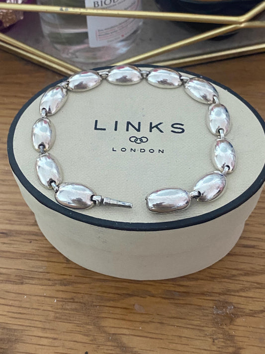 Rare Genuine LINKS OF LONDON Hallmarked Silver hope oval dome Bracelet, vintage with box