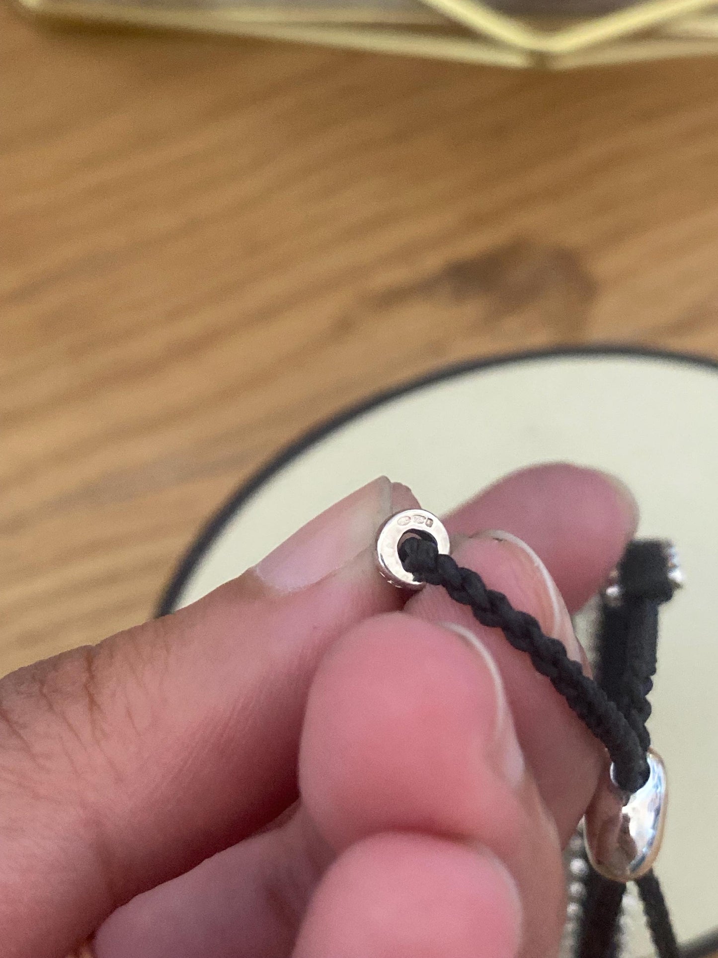 Black Links of London skinny Friendship Bracelet, Assay Hallmarked, boxed