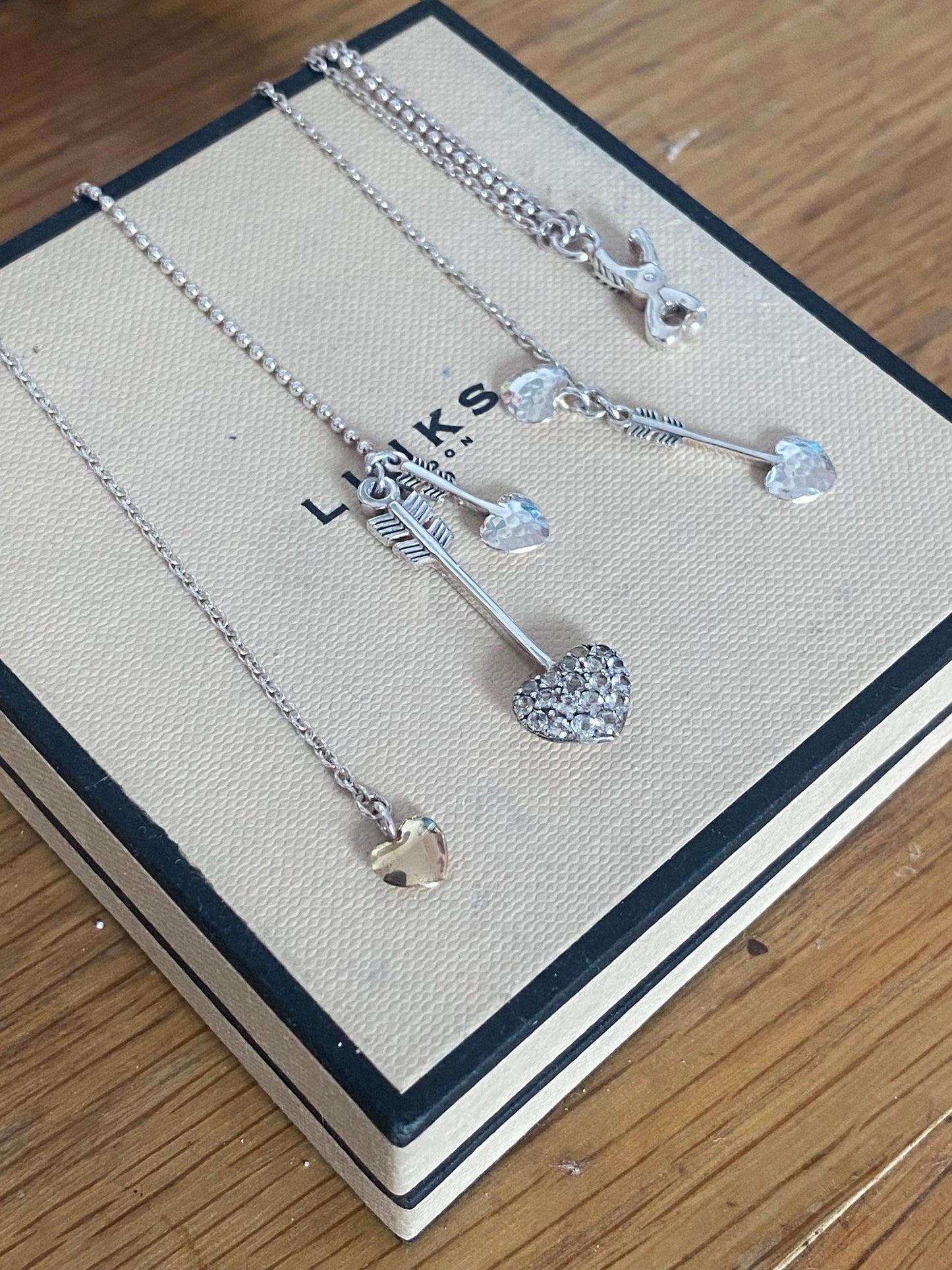 Rare Links of London 'Lovestruck' Necklace with Cupid's Hearts and Arrows, Sterling Silver