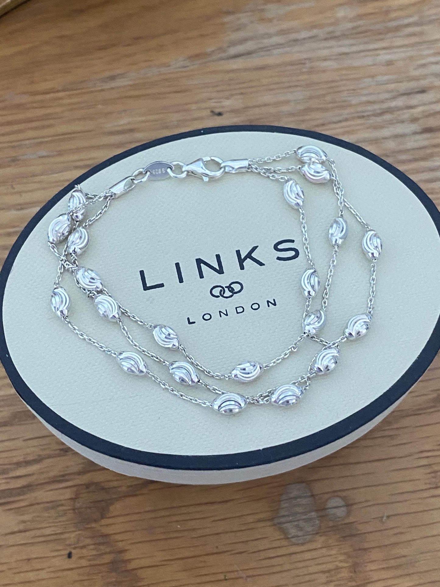Lovely Links of London Essentials 3 Row Beaded bracelet, sterling silver, Assay hallmarked