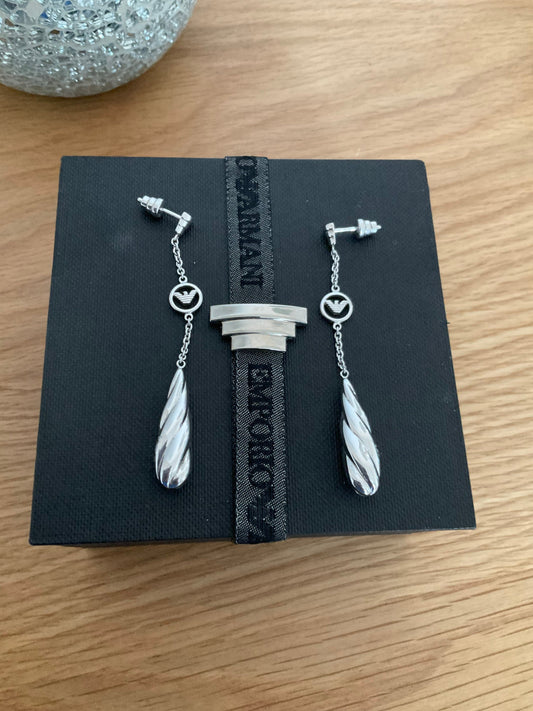 Stunning Emporio Armani sterling silver teardrop earrings